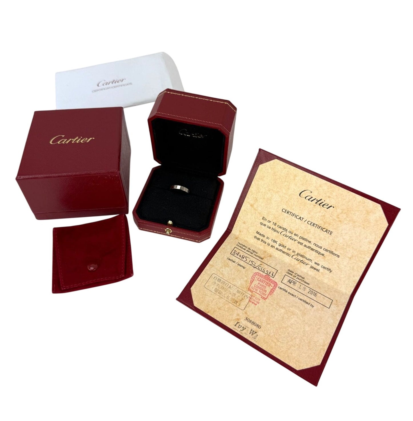 
                  
                    Cartier 18 K White Gold Love Small Model Wedding Band Ring US: 6 European: 52
                  
                