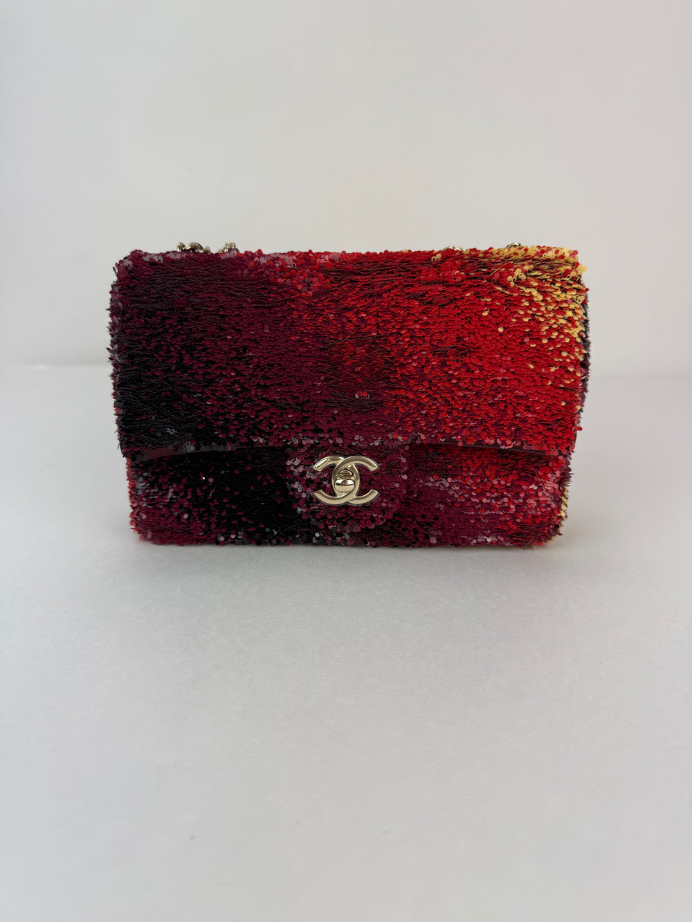 Chanel Shaded Sequins Mini Flap Black Burgundy Red Yellow