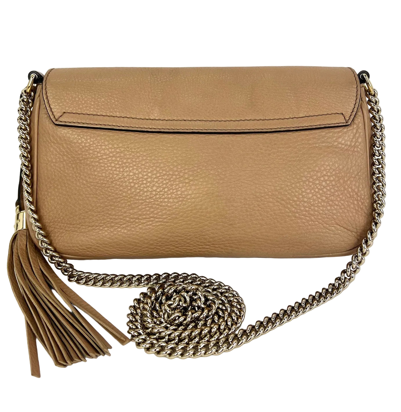 
                  
                    Gucci Soho Medium Flap Chain Leather Crossbody Bag Camelia Rose
                  
                