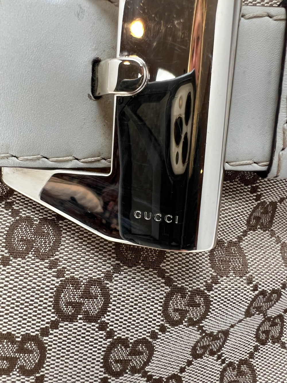 Gucci Monogram GG Queen White Hobo Bag