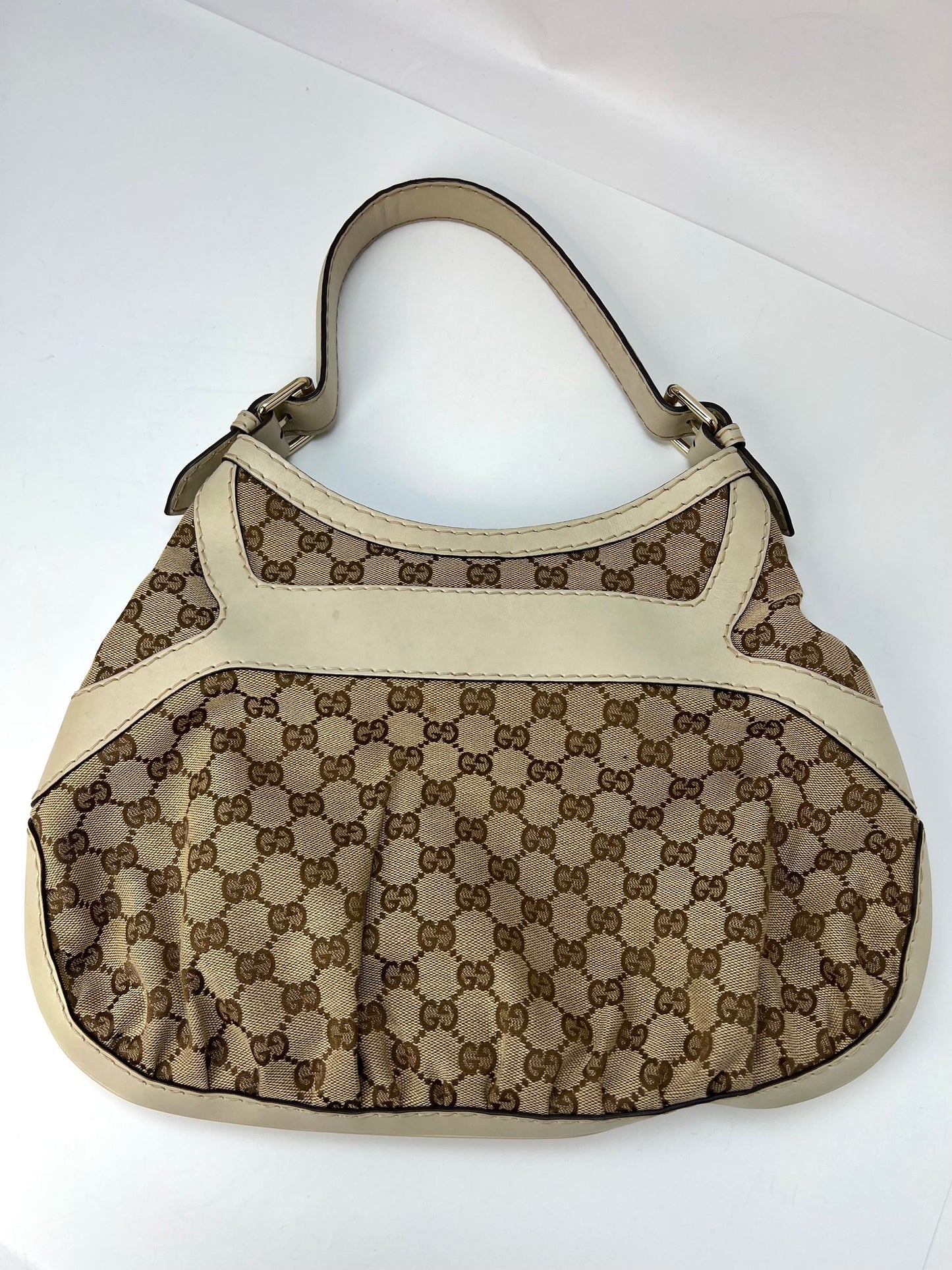 GUCCI Beige/White GG Canvas D Ring Hobo Bag - Sale