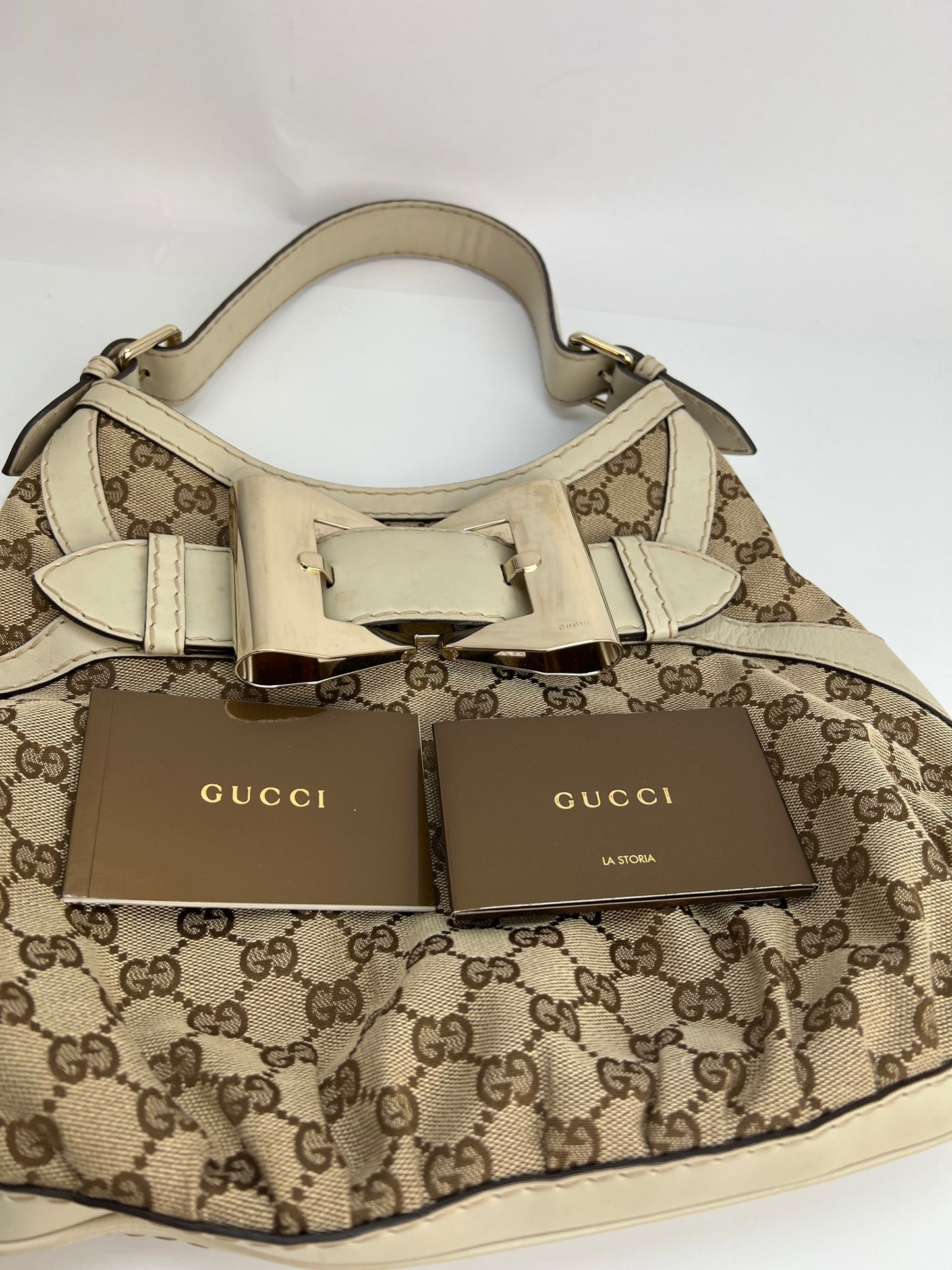 Gucci Monogram GG Queen White Hobo Bag