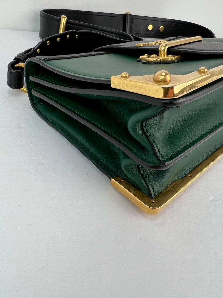 
                  
                    Prada City saffiano Cahier Billardo Black Green Shoulder Clutch Bag
                  
                