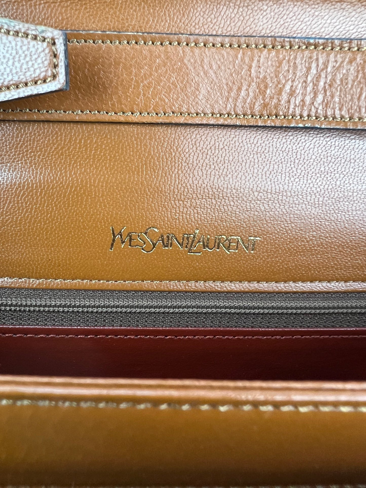 
                  
                    Yves Saint Laurent Woven Vintage Brown Leather Shoulder Clutch Bag
                  
                