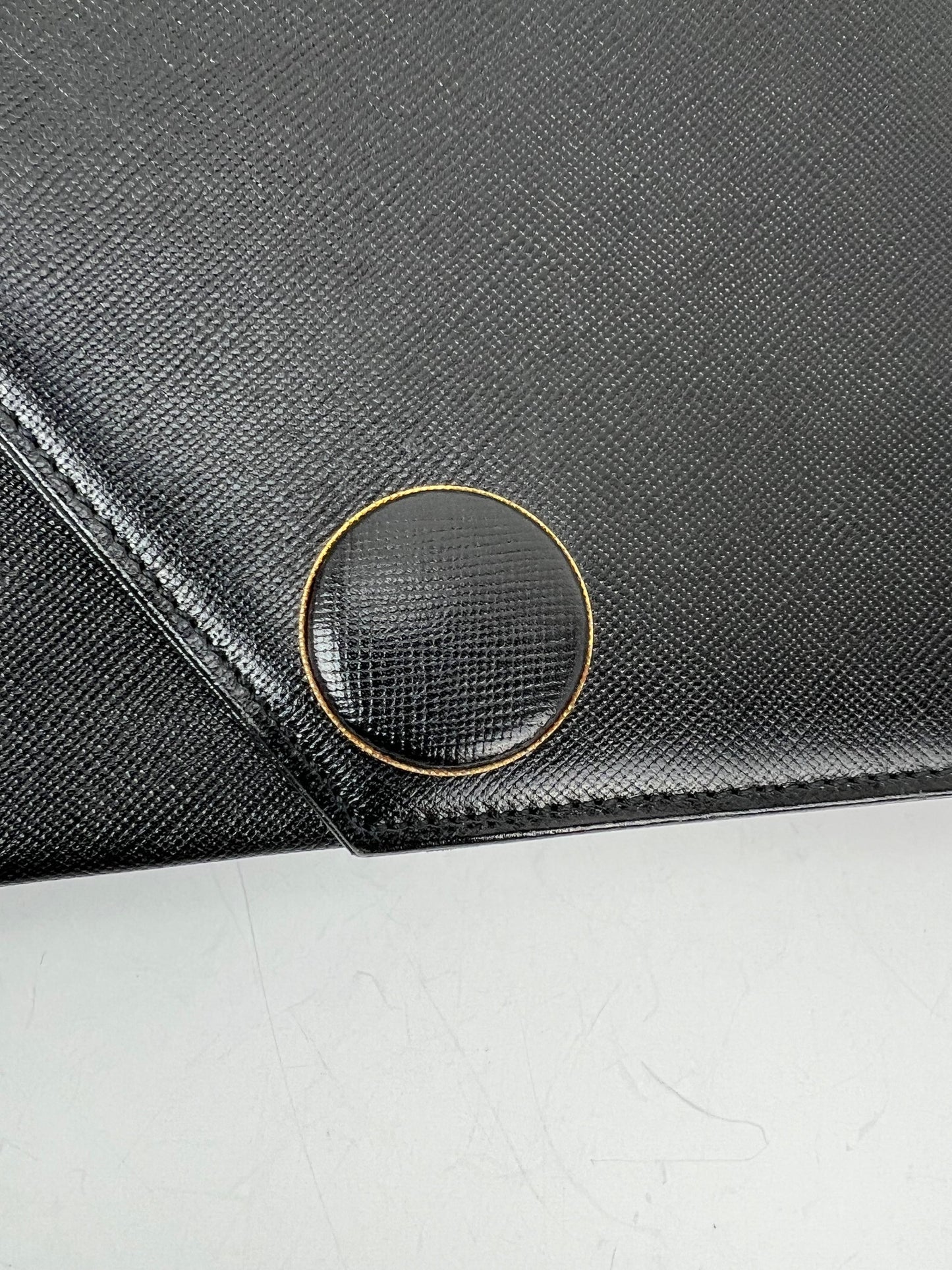 
                  
                    Saint Laurent Black Saffiano Leather Diagonal Clutch Shoulder Bag Vintage
                  
                
