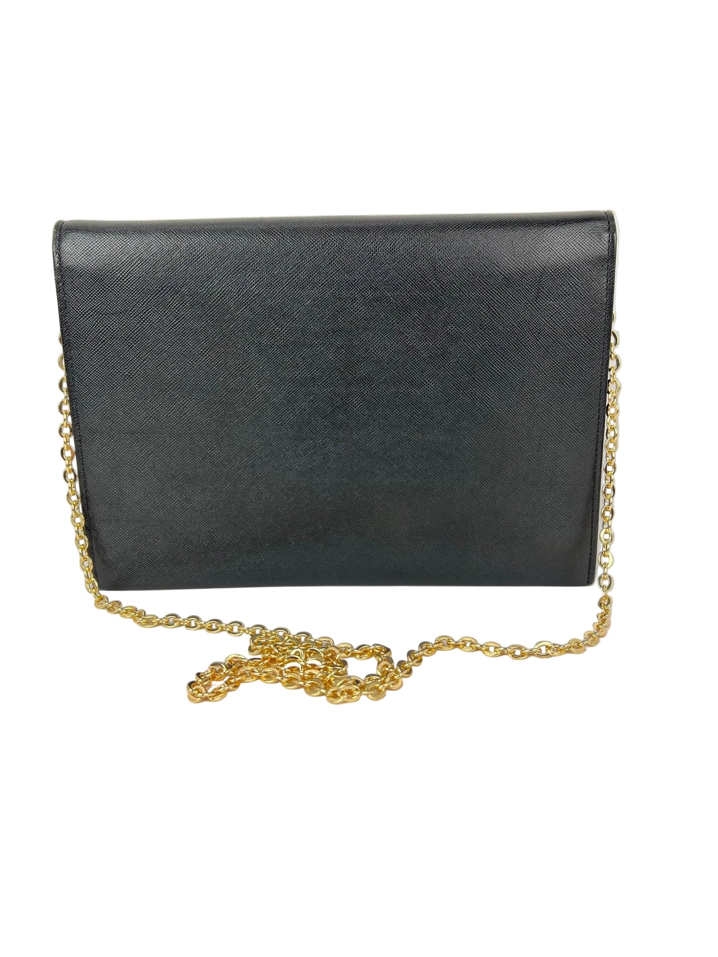 
                  
                    Saint Laurent Black Saffiano Leather Diagonal Clutch Shoulder Bag Vintage
                  
                