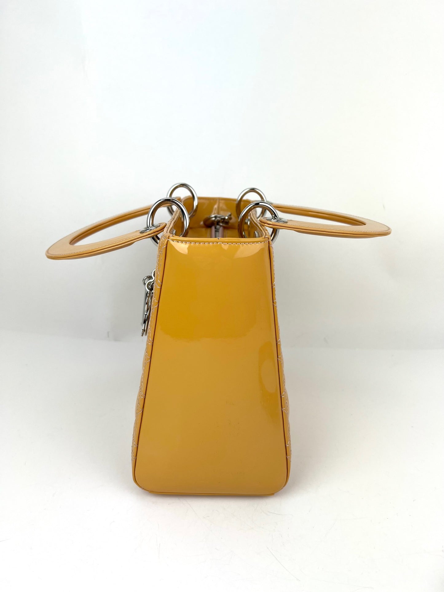 
                  
                    Christian Dior Yellow Patent Leather Cannage Medium Lady Dior Bag
                  
                