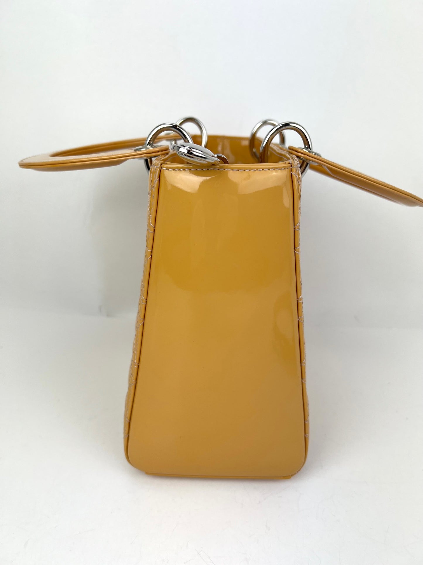 
                  
                    Christian Dior Yellow Patent Leather Cannage Medium Lady Dior Bag
                  
                