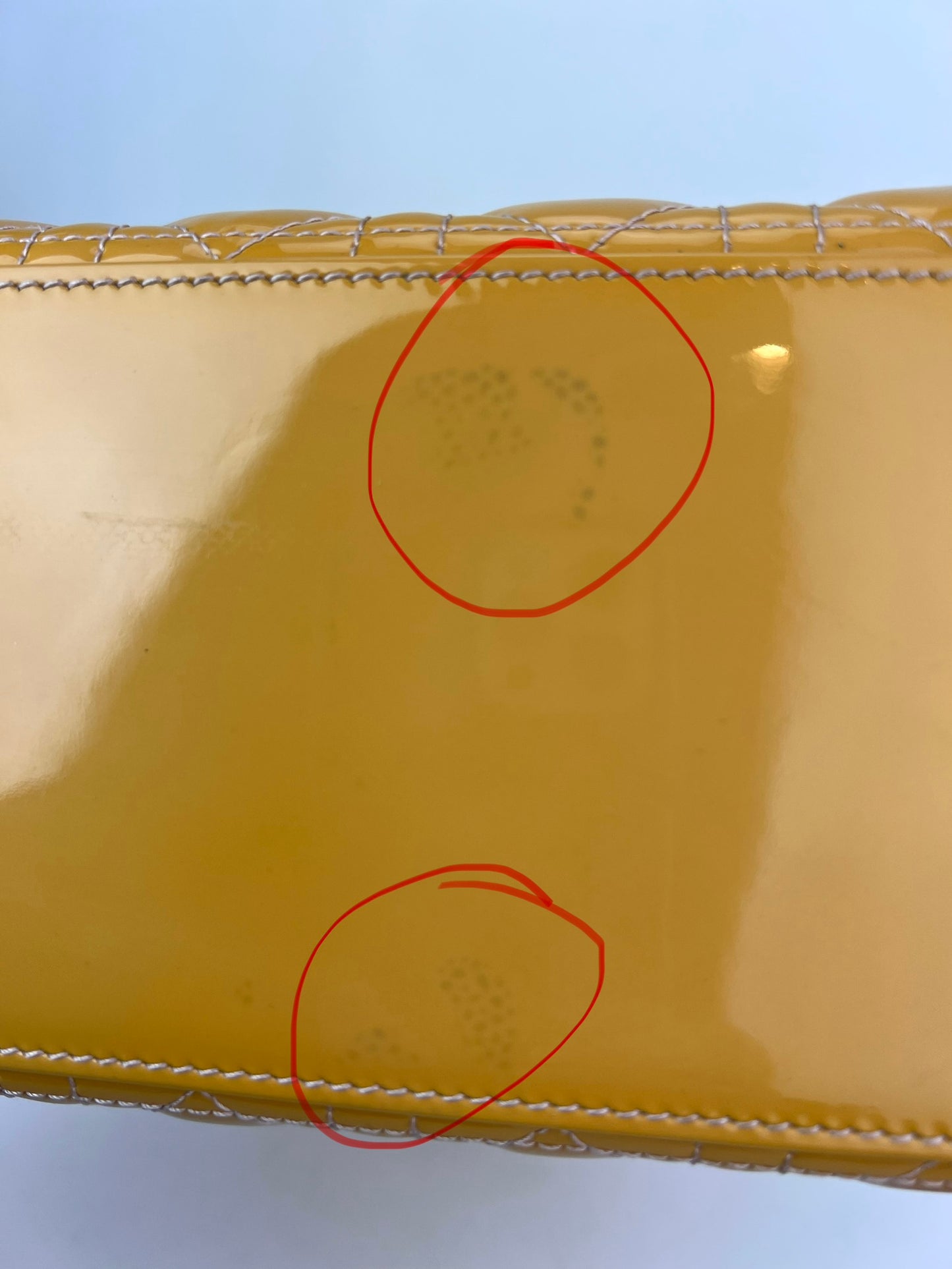 
                  
                    Christian Dior Yellow Patent Leather Cannage Medium Lady Dior Bag
                  
                