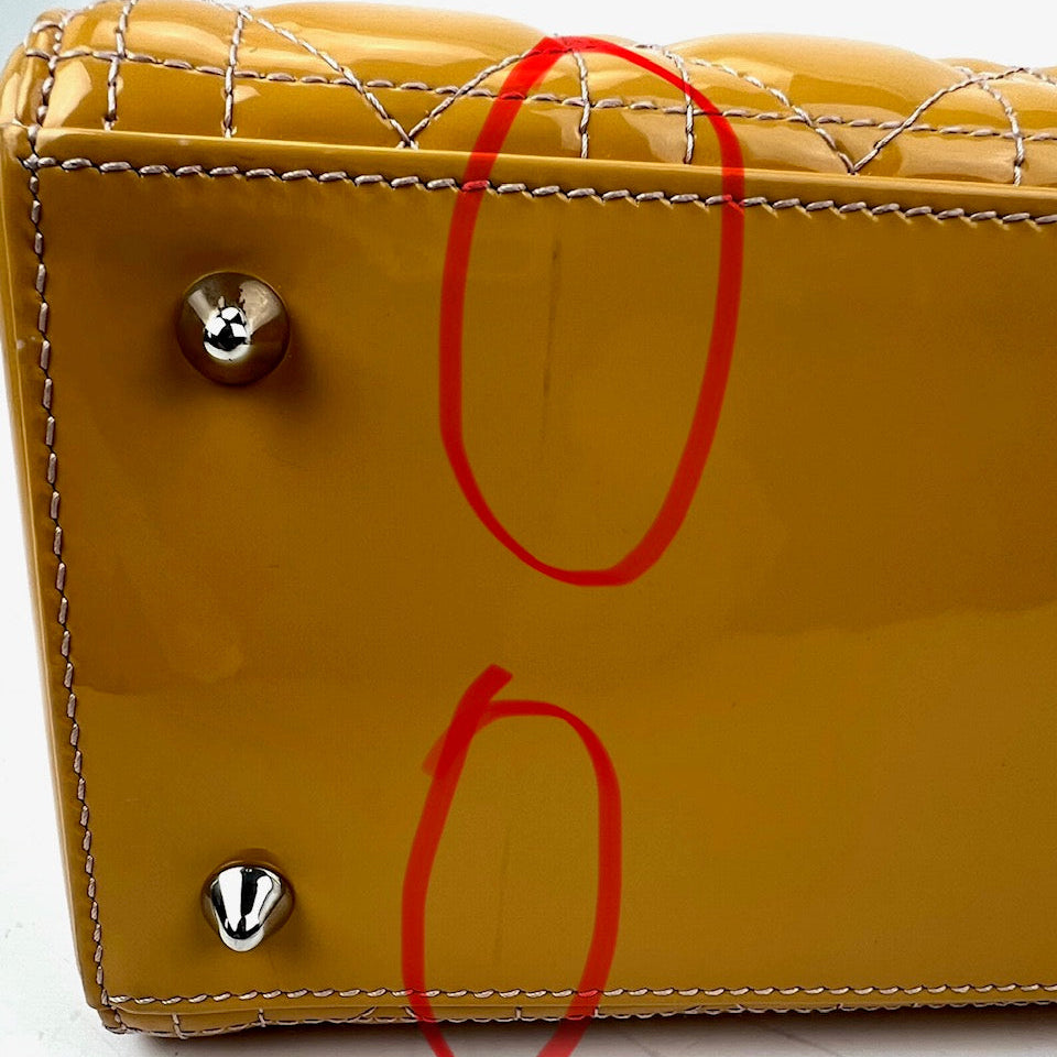 
                  
                    Christian Dior Yellow Patent Leather Cannage Medium Lady Dior Bag
                  
                