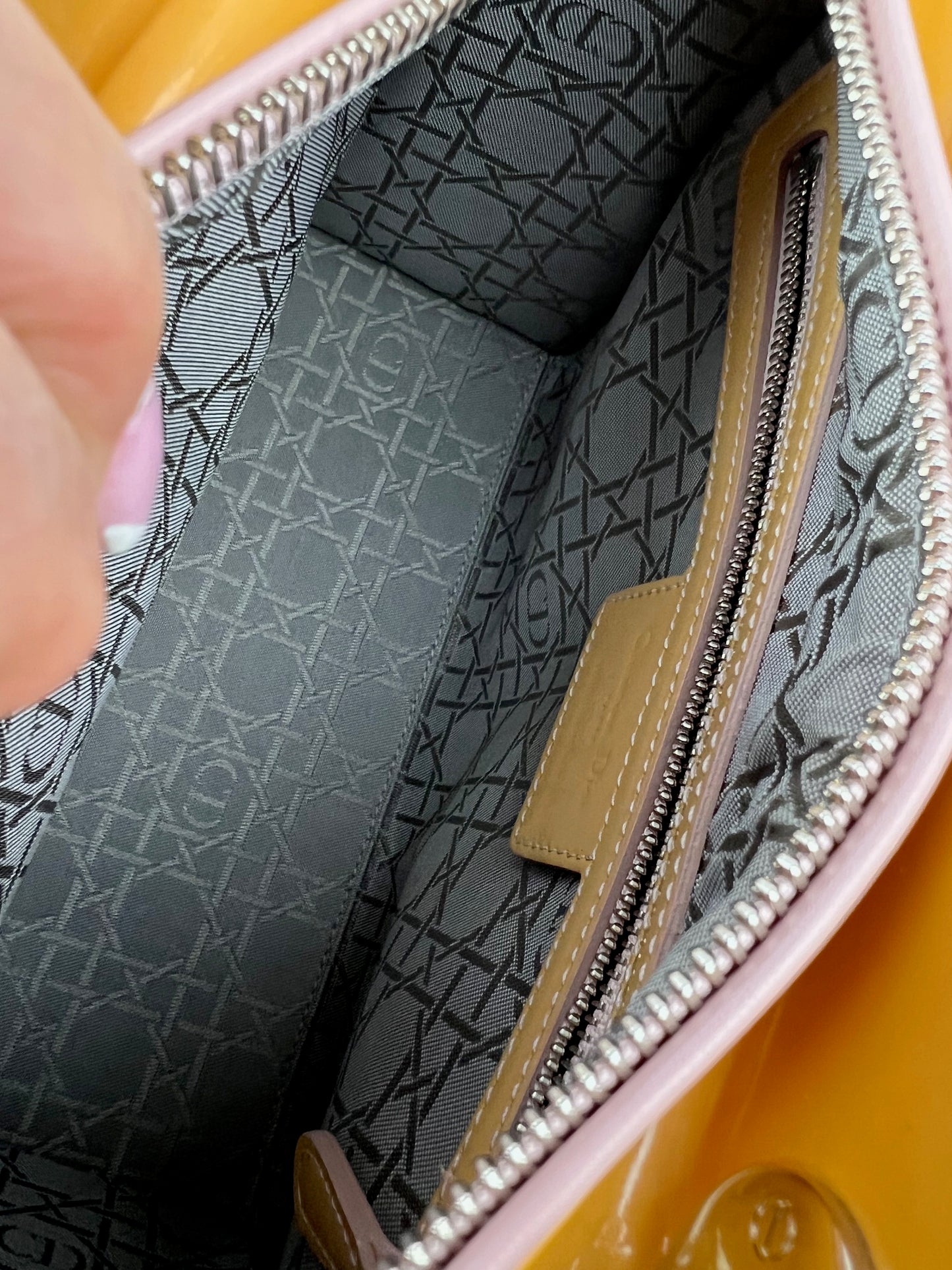 
                  
                    Christian Dior Yellow Patent Leather Cannage Medium Lady Dior Bag
                  
                