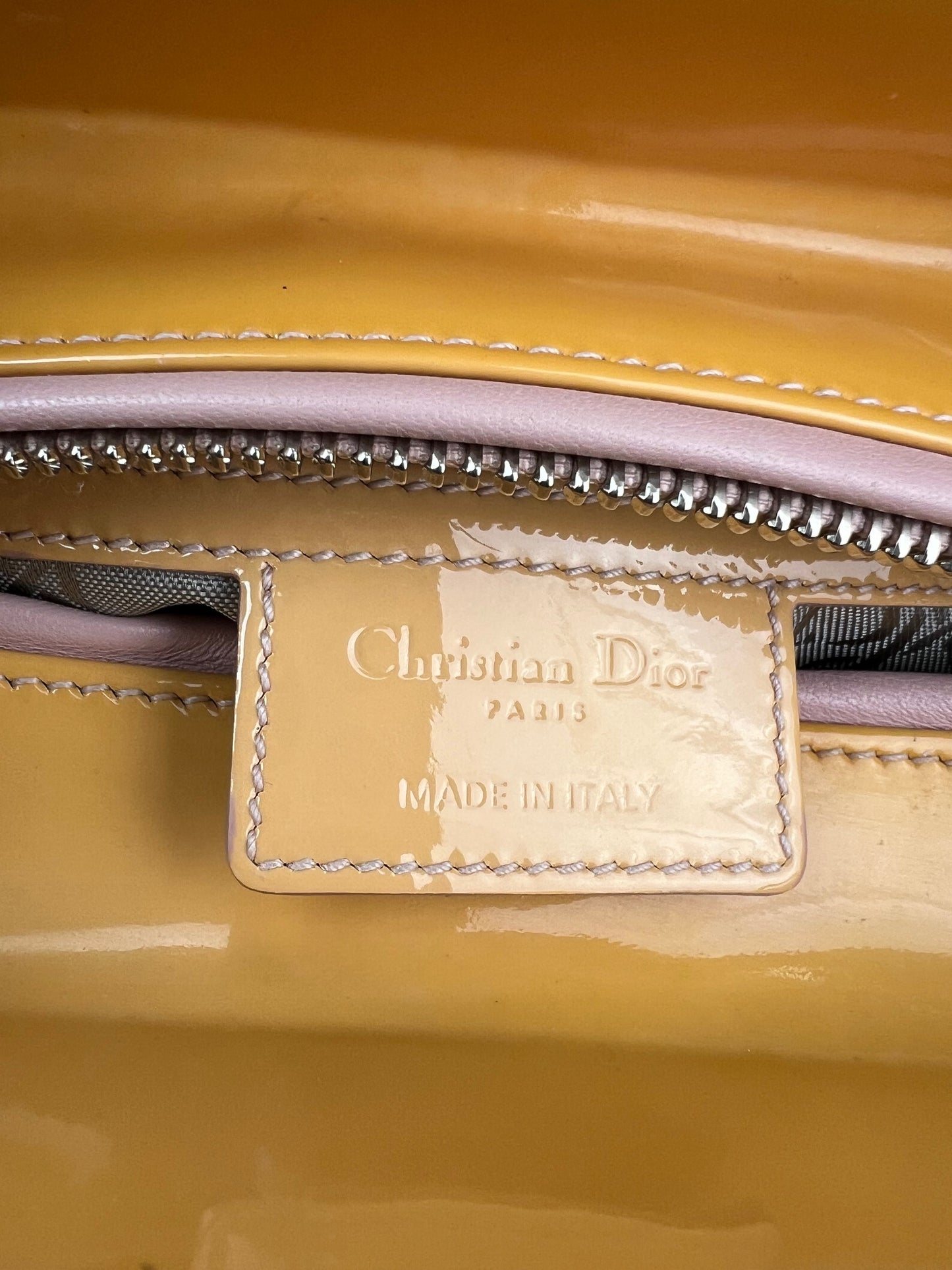 
                  
                    Christian Dior Yellow Patent Leather Cannage Medium Lady Dior Bag
                  
                