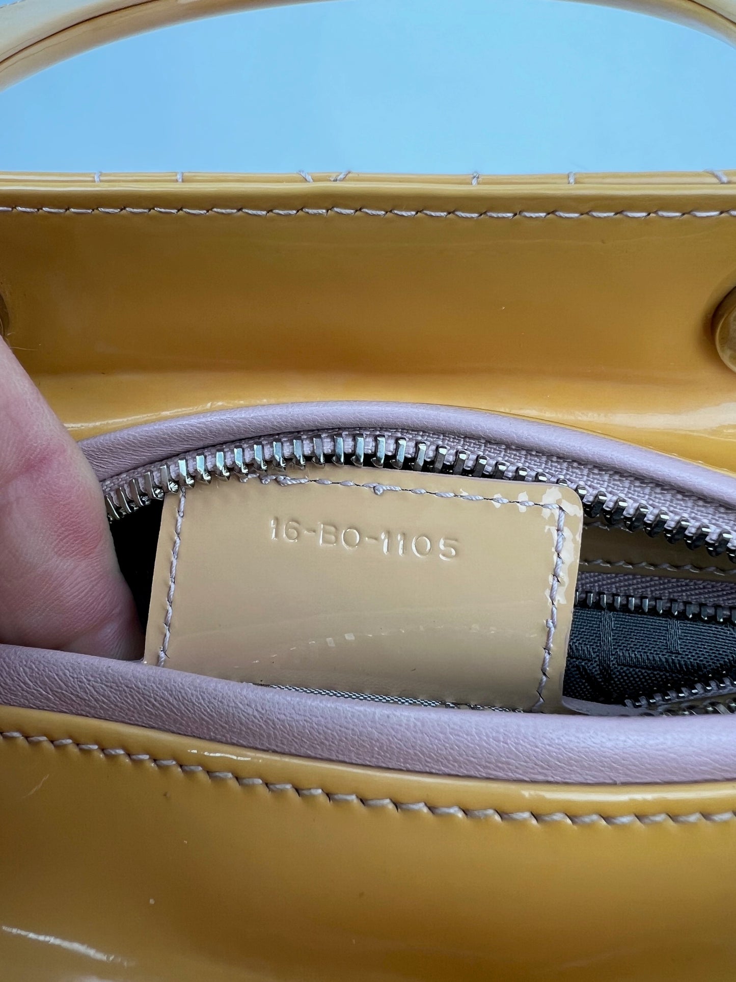 
                  
                    Christian Dior Yellow Patent Leather Cannage Medium Lady Dior Bag
                  
                