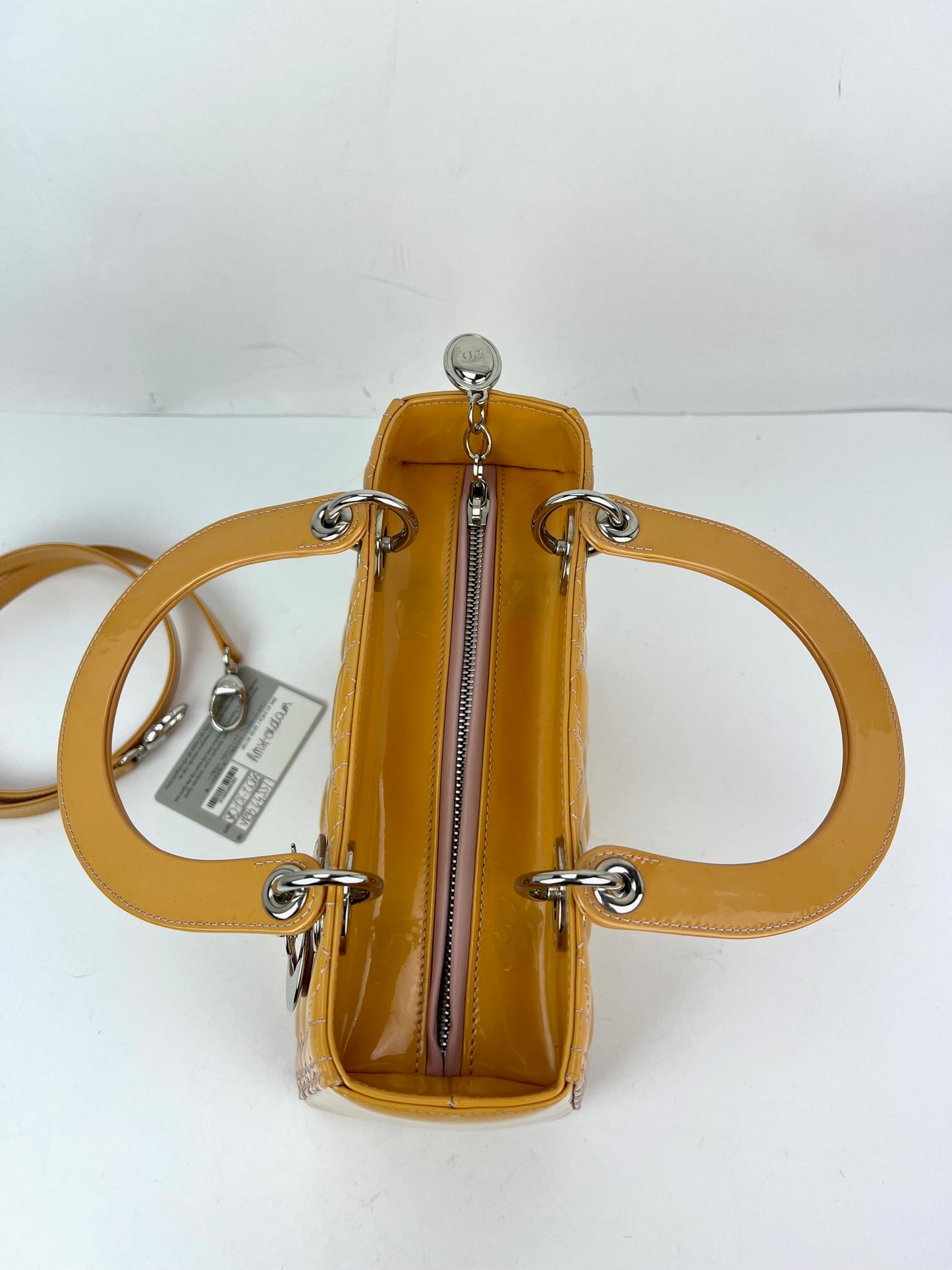 
                  
                    Christian Dior Yellow Patent Leather Cannage Medium Lady Dior Bag
                  
                
