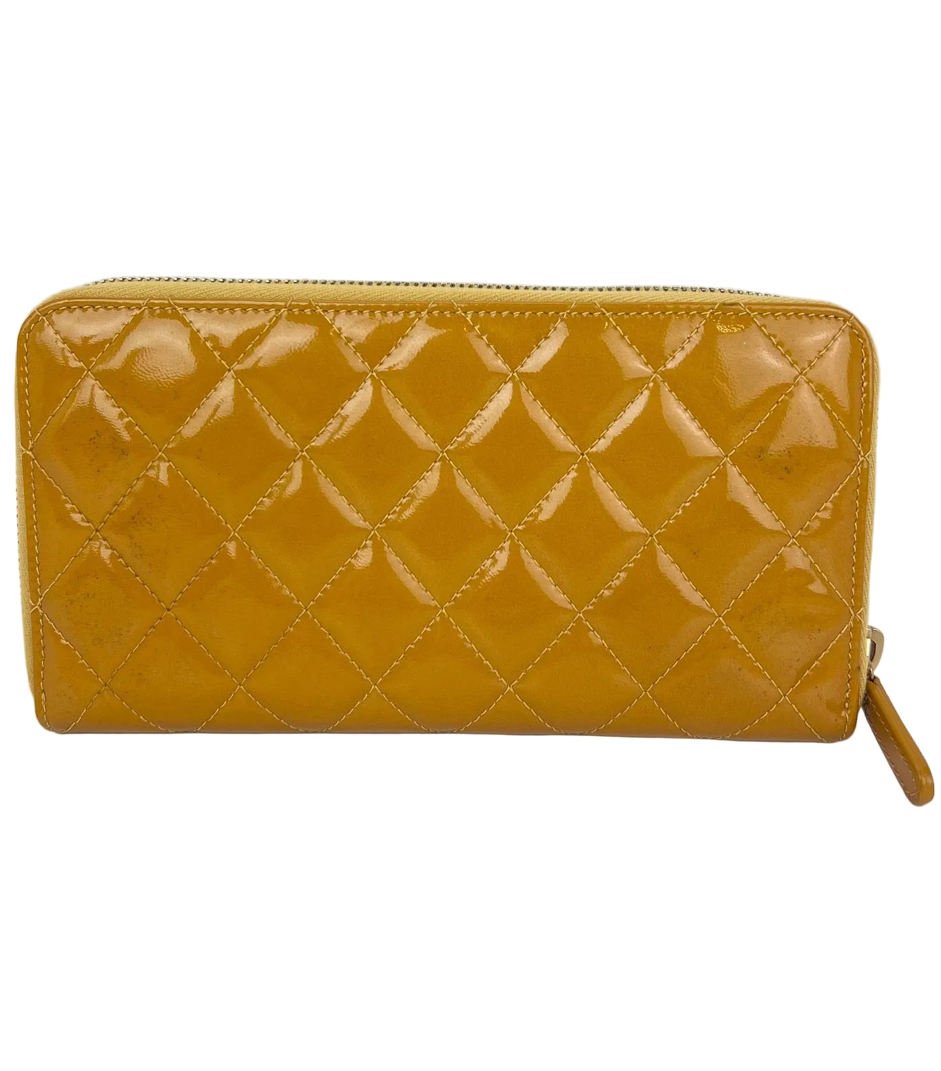 
                  
                    Chanel Quilted Yellow Patent Leather Brilliant Zip Around Wallet Clutch
                  
                