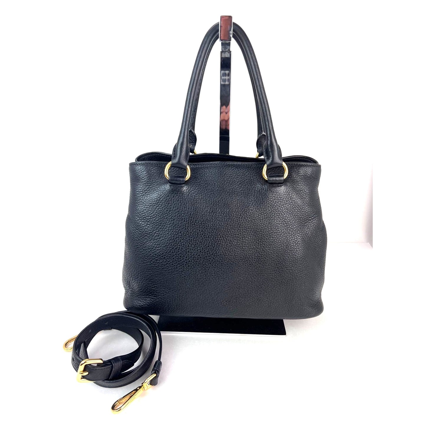 
                  
                    Prada Vitello Phenix Top Handle Black Leather Crossbody Bag
                  
                