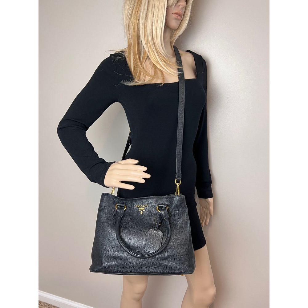 
                  
                    Prada Vitello Phenix Top Handle Black Leather Crossbody Bag
                  
                