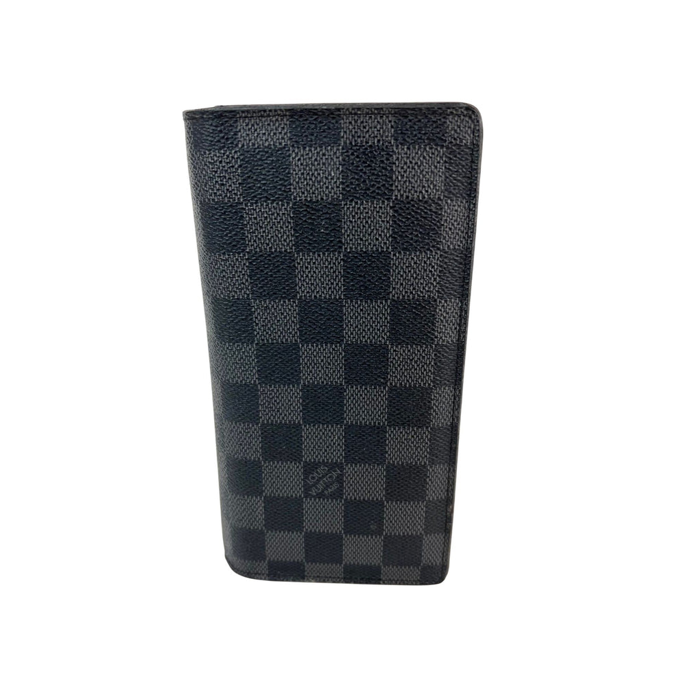 LOUIS VUITTON Damier Graphite Brazza Long Black Canvas Wallet