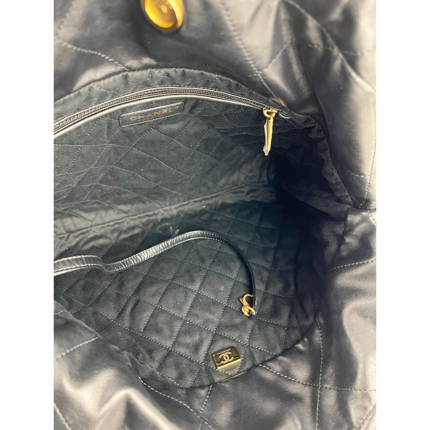 
                  
                    Chanel 22 Small Black Shiny And Patent Calfskin Gold Harware Shoulder Bag
                  
                