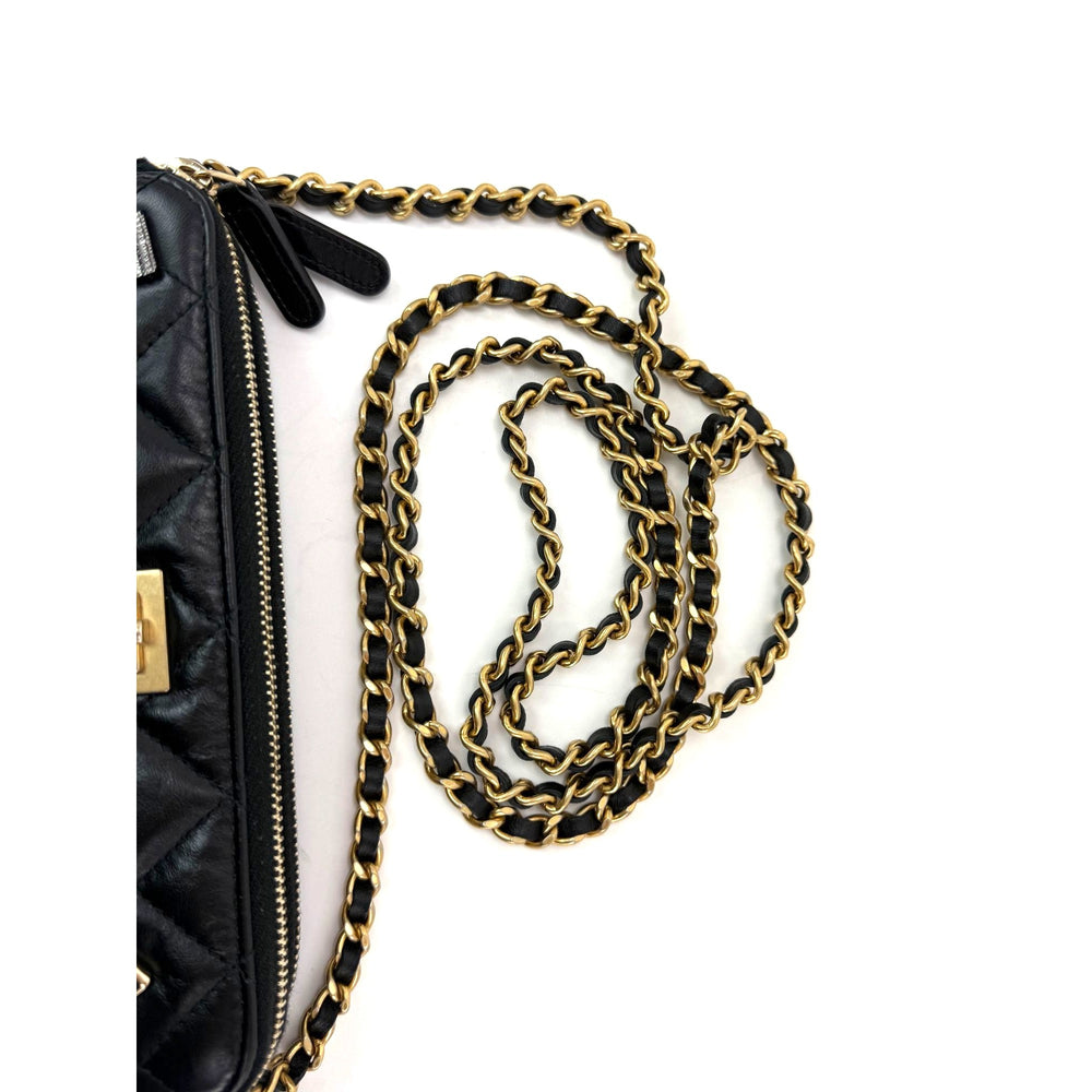 
                  
                    Chanel Lucky Charms 2.55 Black Double Zip WOC Wallet Clutch Bag
                  
                