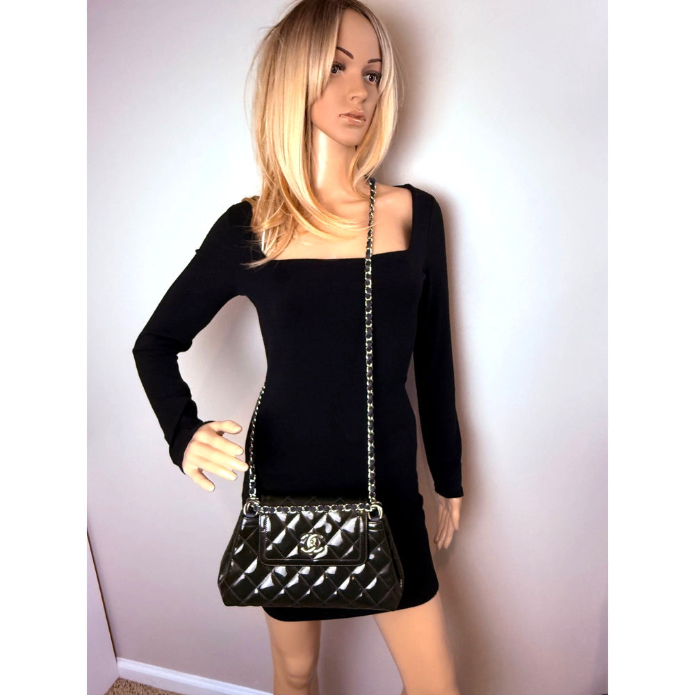 
                  
                    Chanel Medium Coco Shine Accordion Patent Leather Dark Navy Flap Crossbody Bag
                  
                
