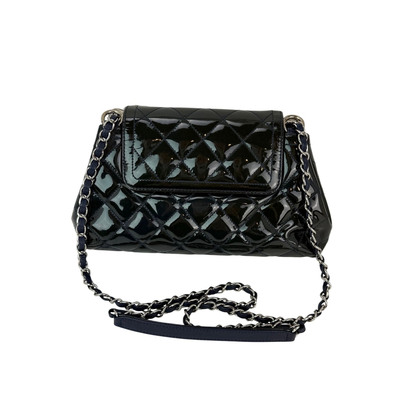 
                  
                    Chanel Medium Coco Shine Accordion Patent Leather Dark Navy Flap Crossbody Bag
                  
                