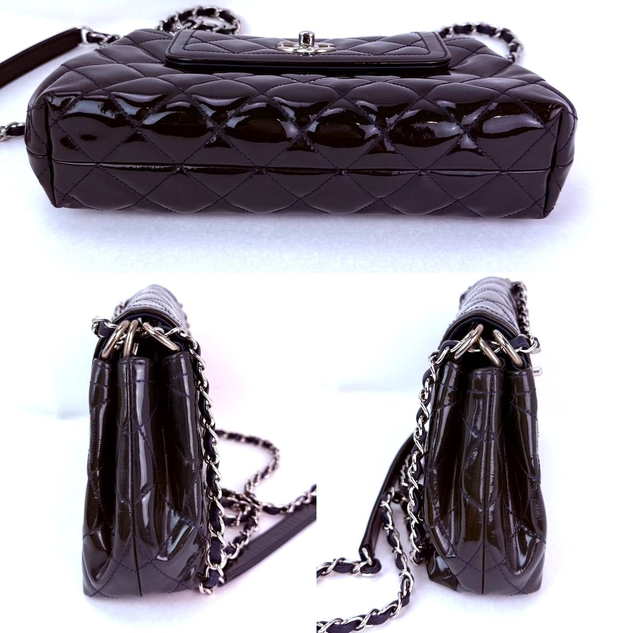 
                  
                    Chanel Medium Coco Shine Accordion Patent Leather Dark Navy Flap Crossbody Bag
                  
                