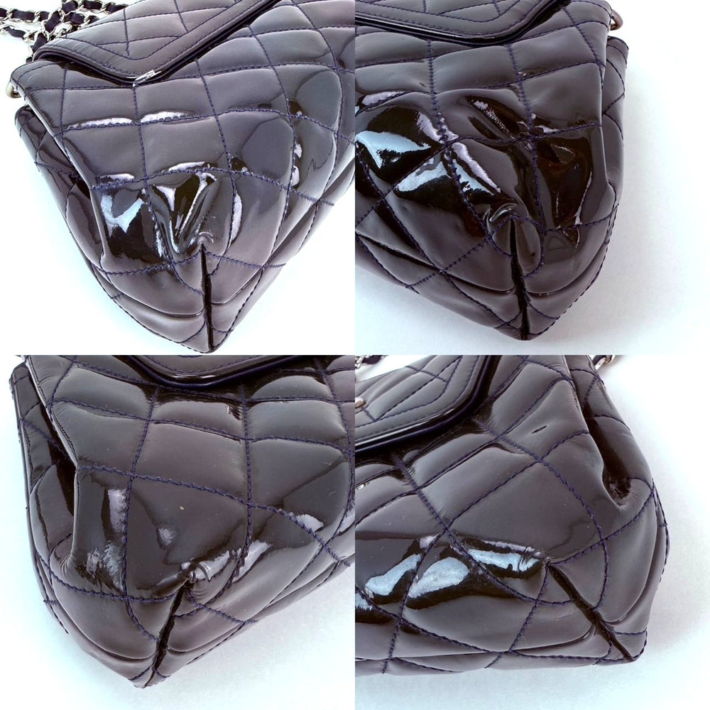 
                  
                    Chanel Medium Coco Shine Accordion Patent Leather Dark Navy Flap Crossbody Bag
                  
                