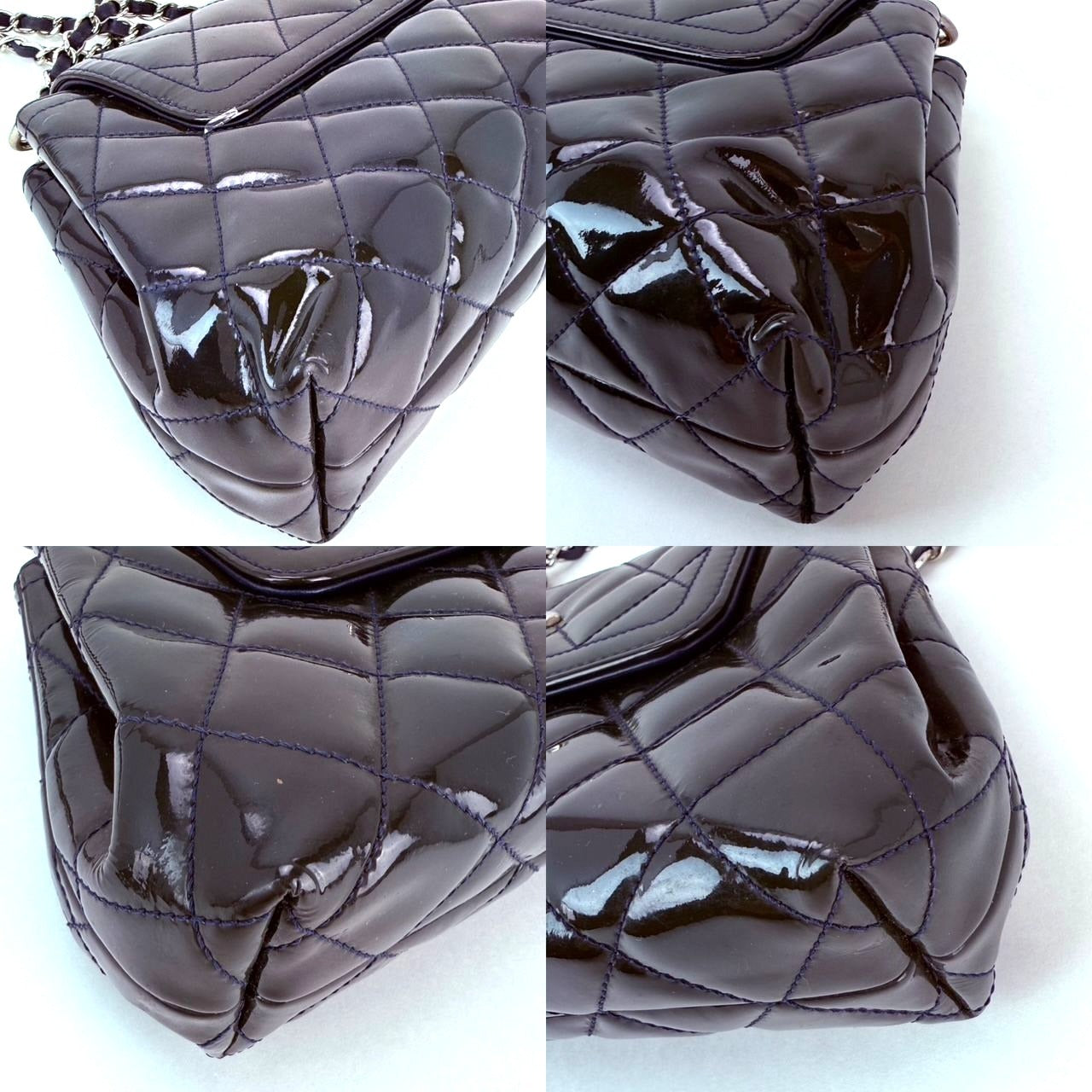 
                  
                    Chanel Medium Coco Shine Accordion Patent Leather Dark Navy Flap Crossbody Bag
                  
                