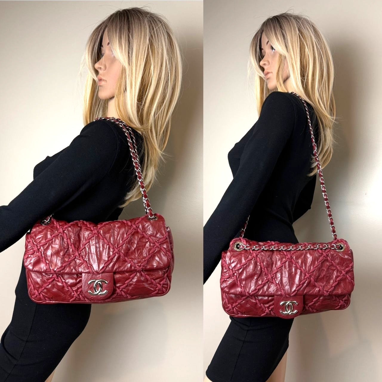 
                  
                    Chanel Calfskin Medium Ultra Stitch Flap Dark Red Shoulder Bag
                  
                