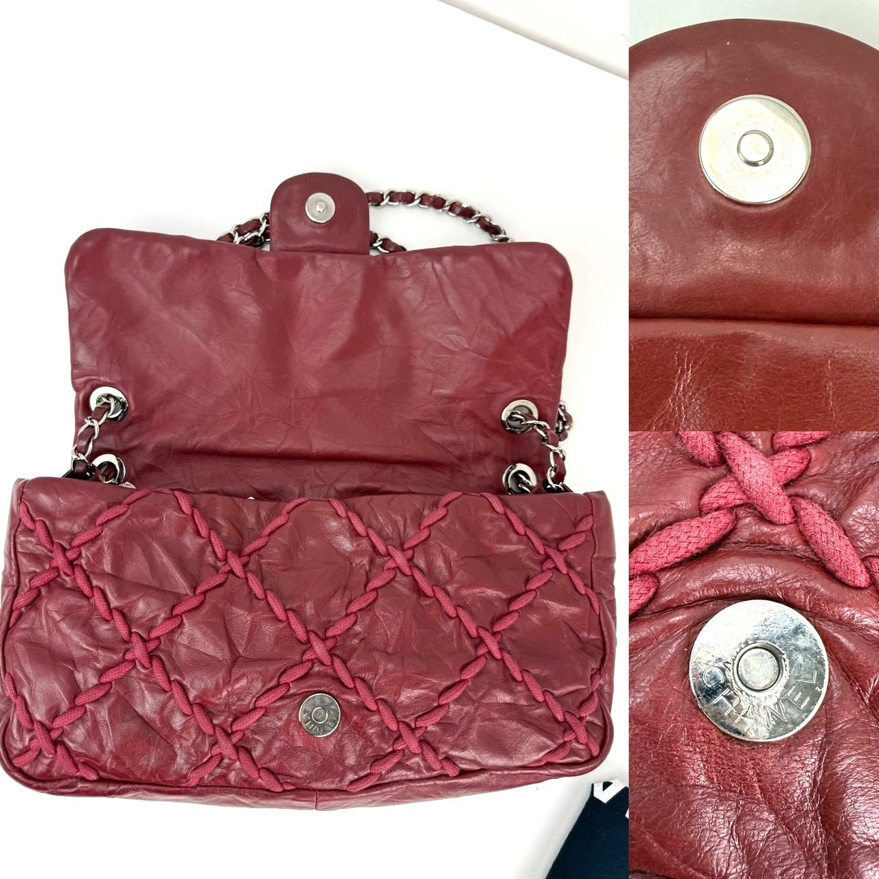 
                  
                    Chanel Calfskin Medium Ultra Stitch Flap Dark Red Shoulder Bag
                  
                