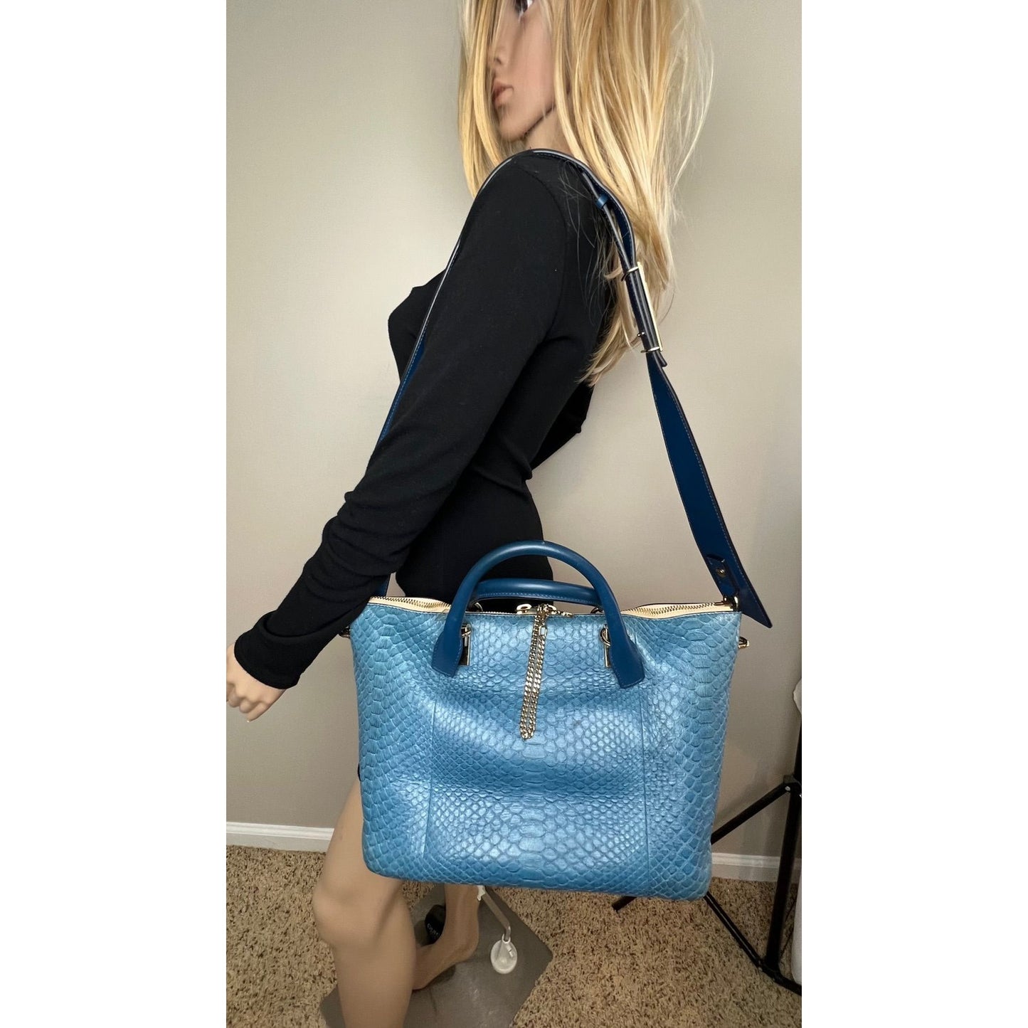 
                  
                    Chloe Baylee Medium Blue Leather Tote Bag
                  
                
