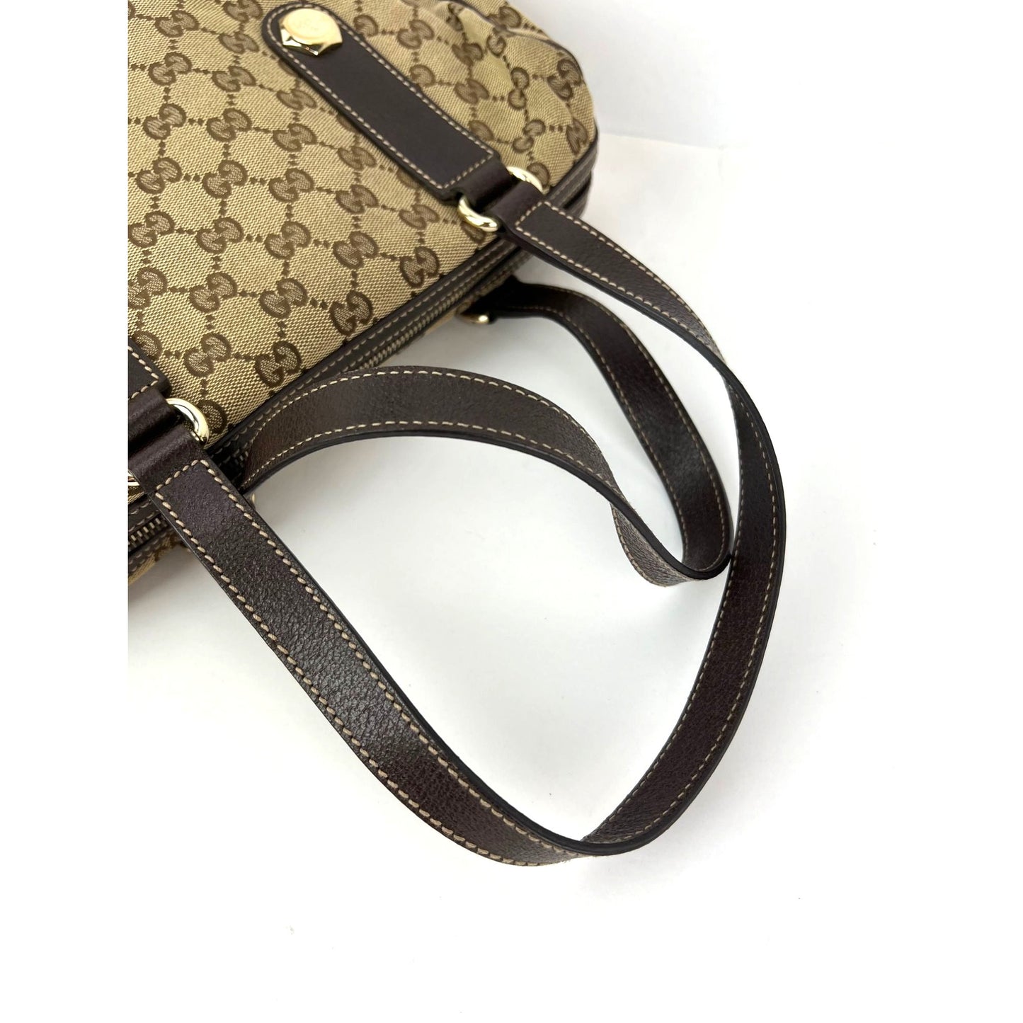 
                  
                    Gucci Small Charmy Brown GG Canvas Boston Bag Vintage
                  
                