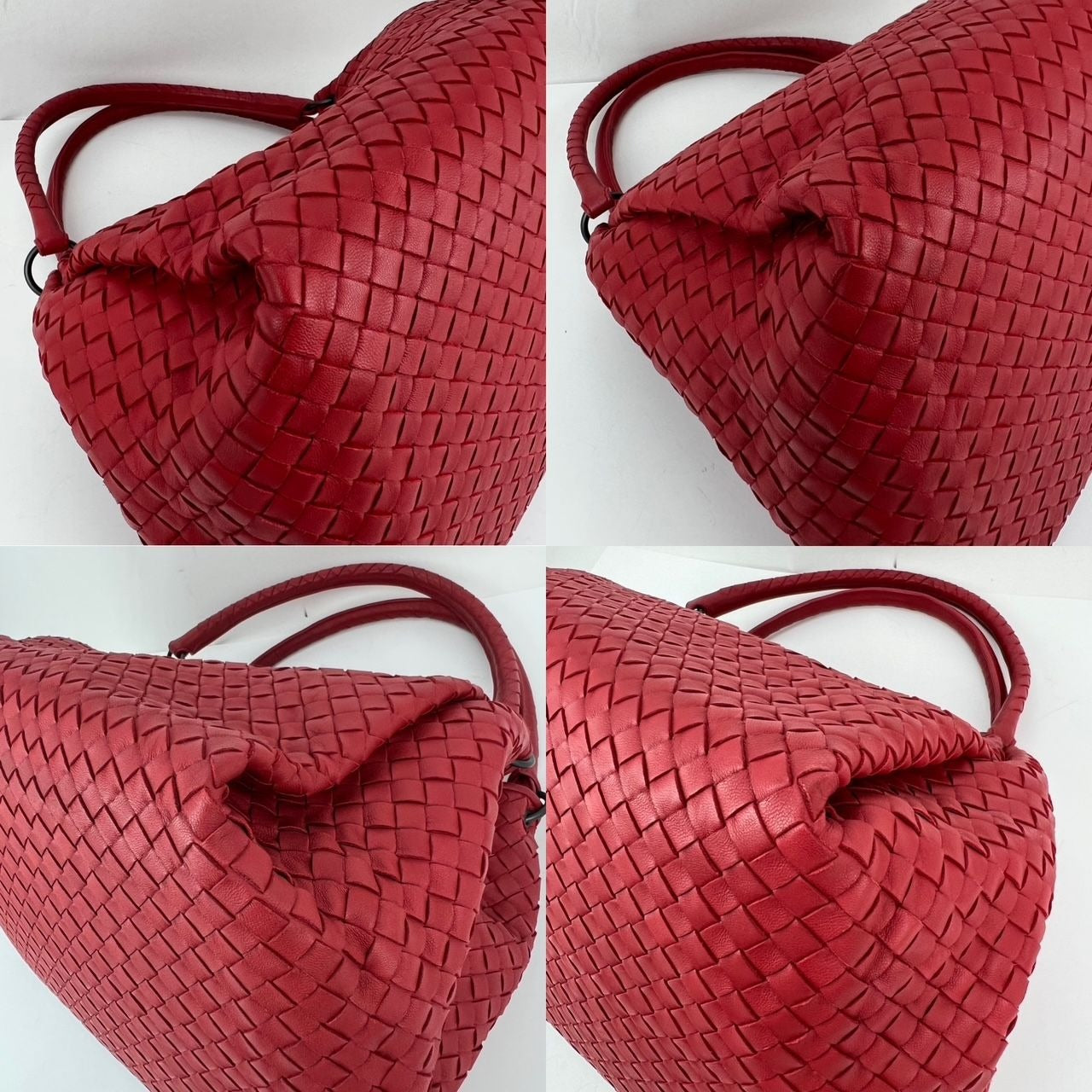 
                  
                    Bottega Veneta Red Intrecciato Leather Shoulder Tote Bag
                  
                