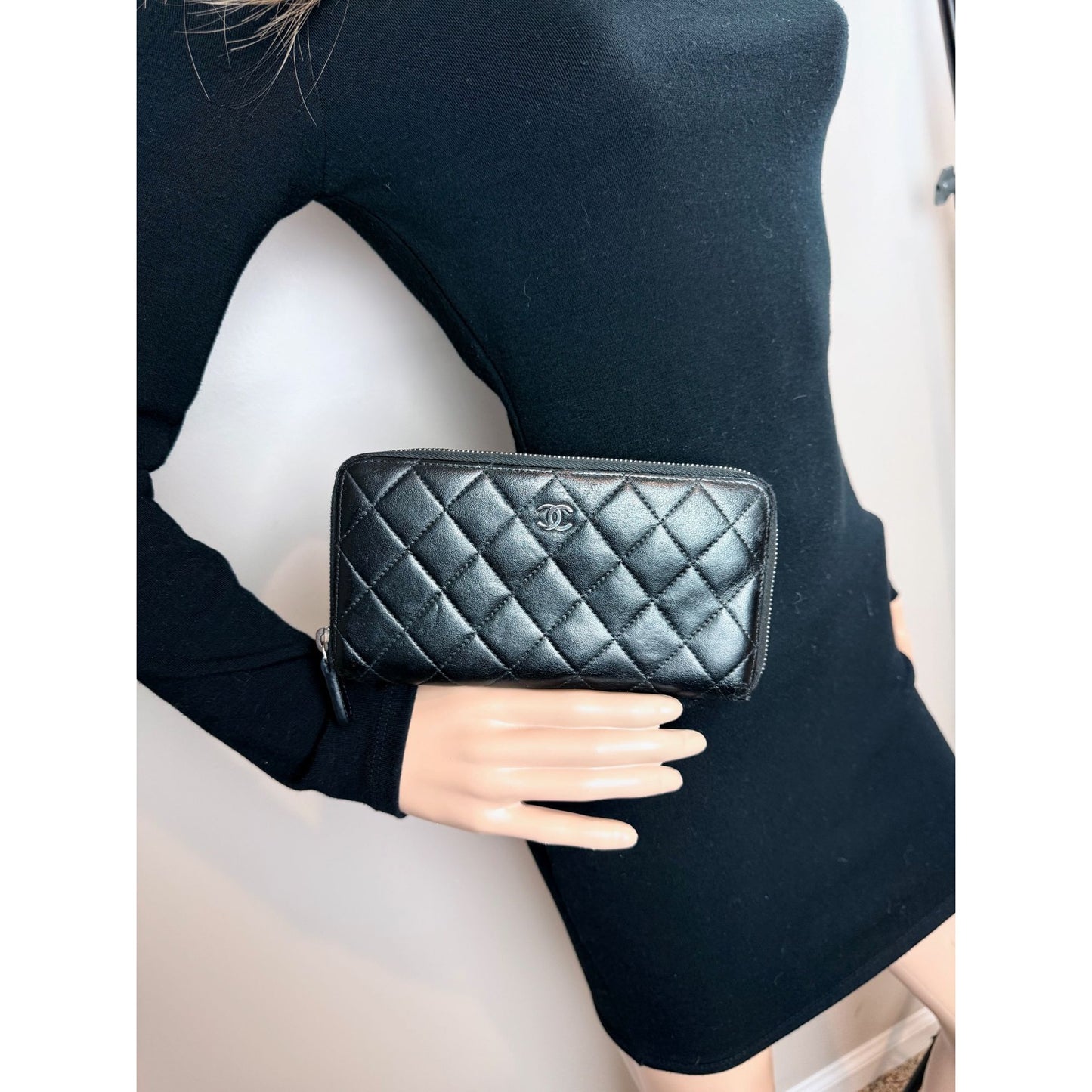 
                  
                    Chanel Classic Quilted Smooth Lambskin Zip Around Black Wallet
                  
                