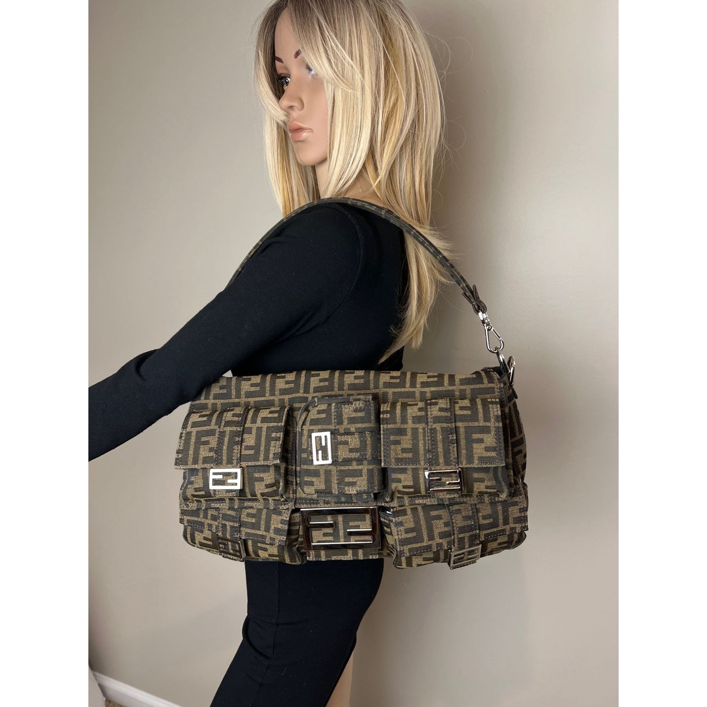 
                  
                    Fendi Zucca FF Multipocket Baguette 1974 Maxi Shoulder Bag
                  
                