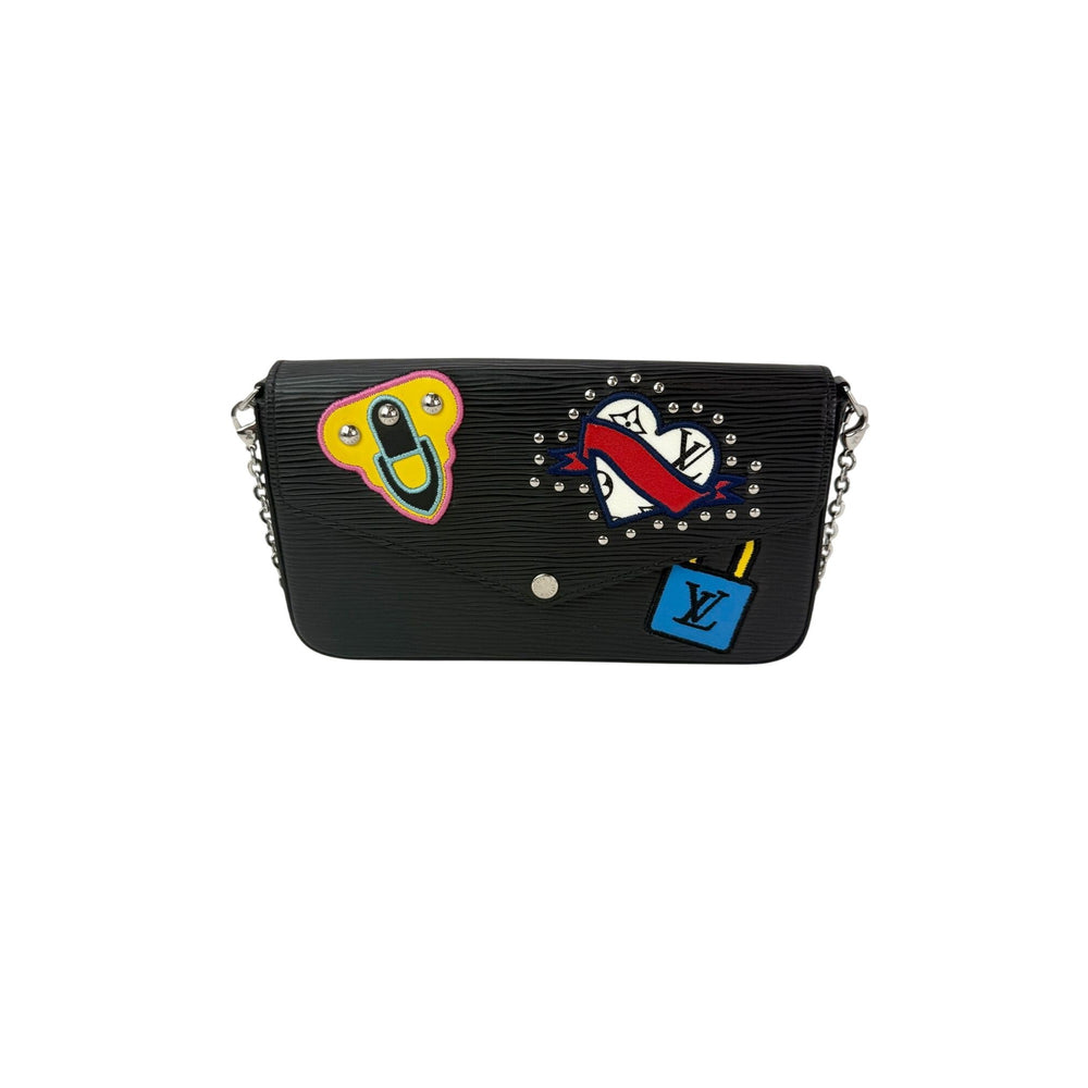 Louis Vuitton Felicie Pochette Limited Edition Patchwork Black Epi Leather Crossbody Bag