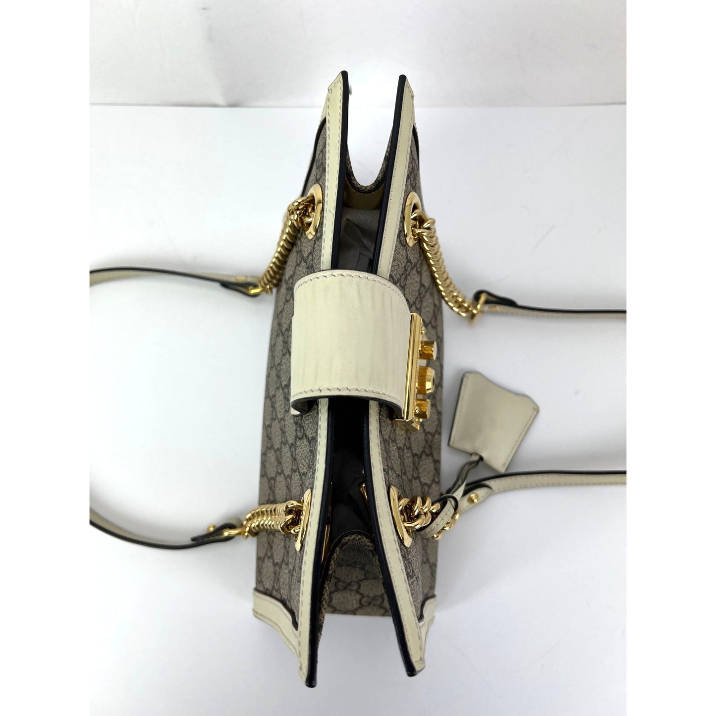 
                  
                    Gucci GG Supreme Small Padlock Leather Ebony Tote Bag
                  
                