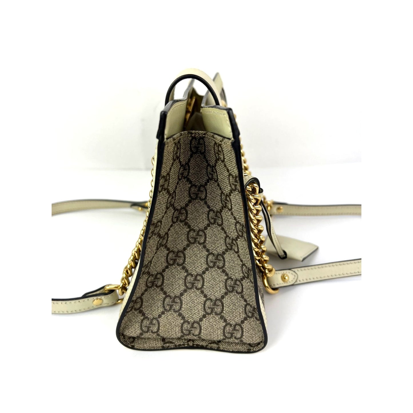 
                  
                    Gucci GG Supreme Small Padlock Leather Ebony Tote Bag
                  
                