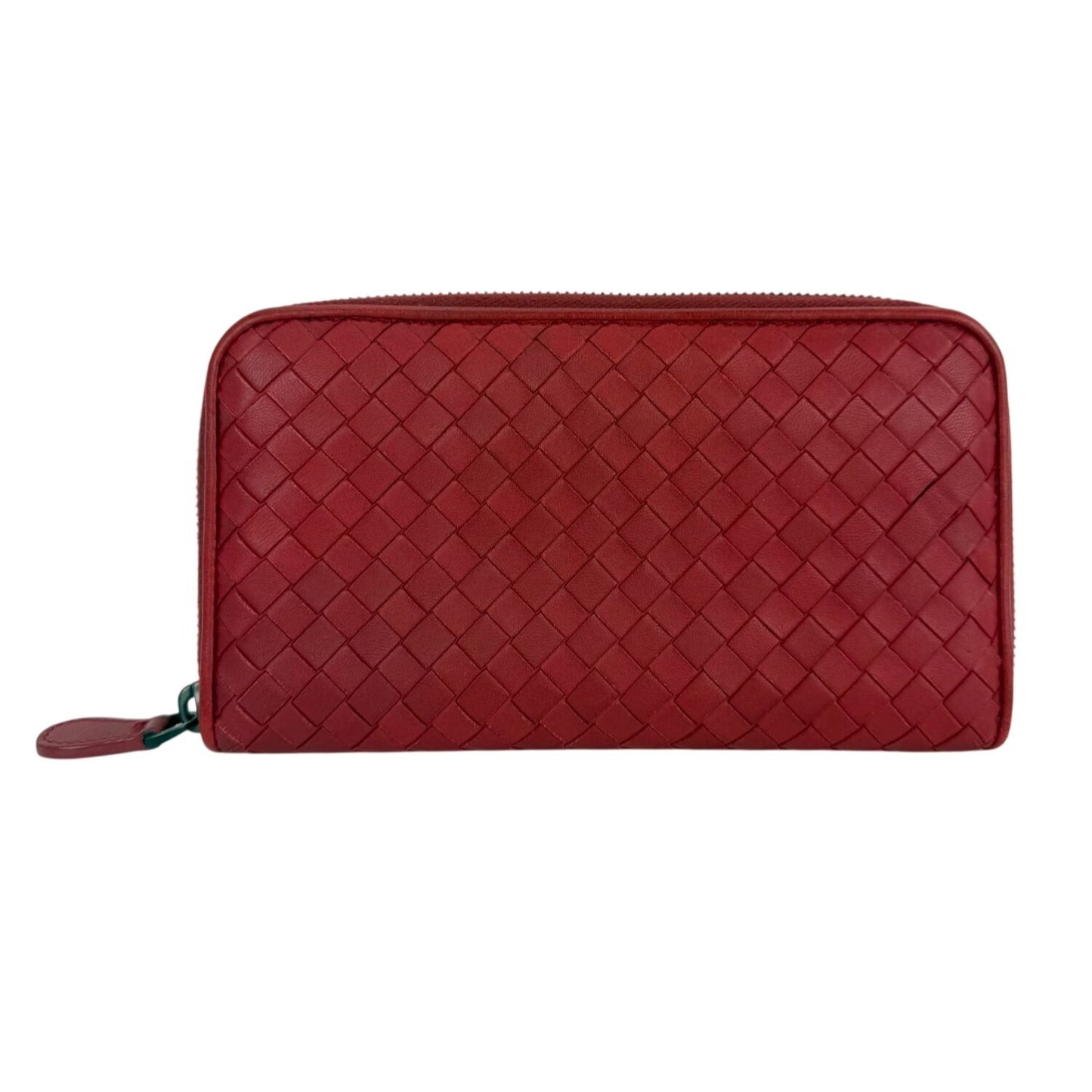 
                  
                    Bottega Veneta Intrecciato Zip Around Leather Wallet Clutch Dark Red
                  
                