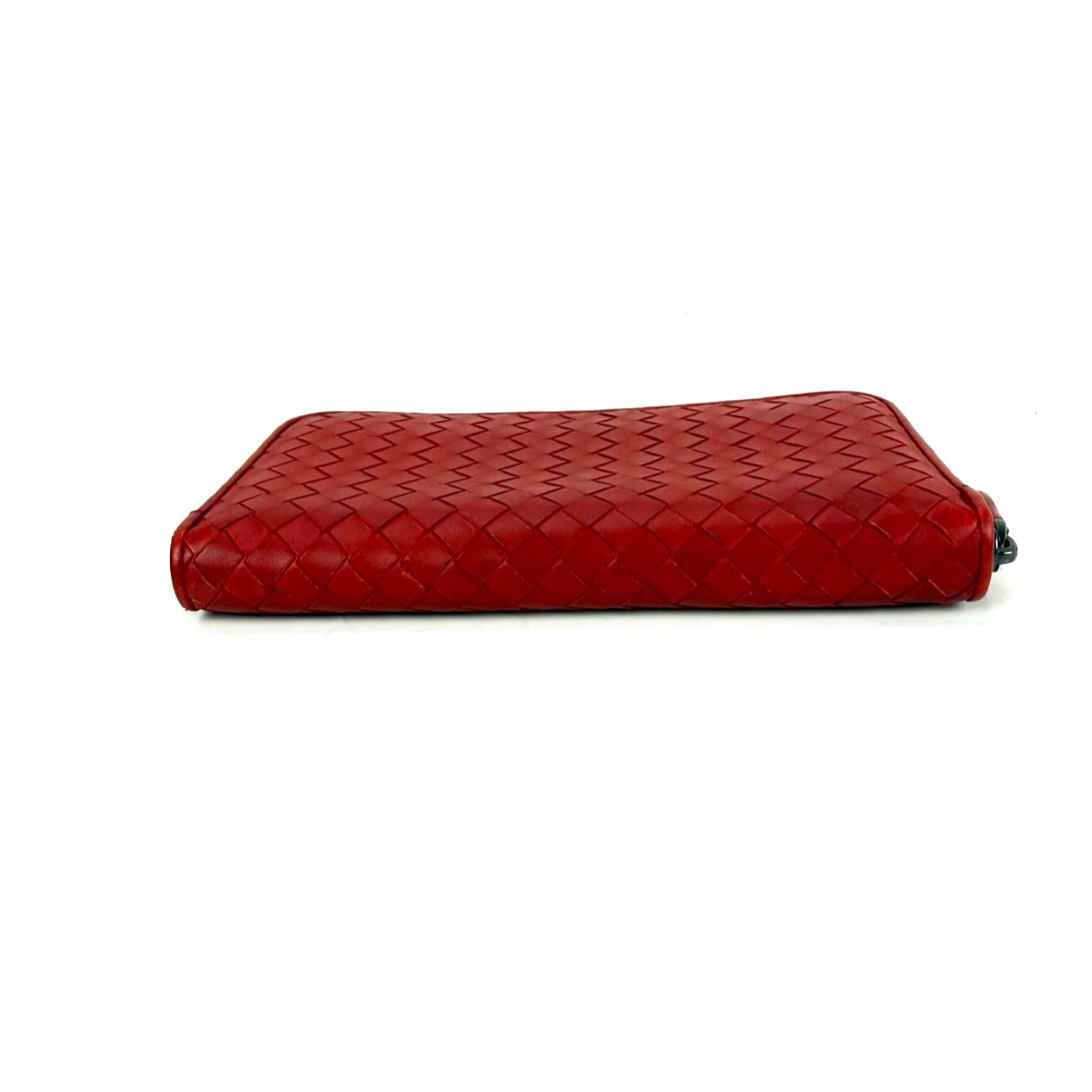 
                  
                    Bottega Veneta Intrecciato Zip Around Leather Wallet Clutch Dark Red
                  
                