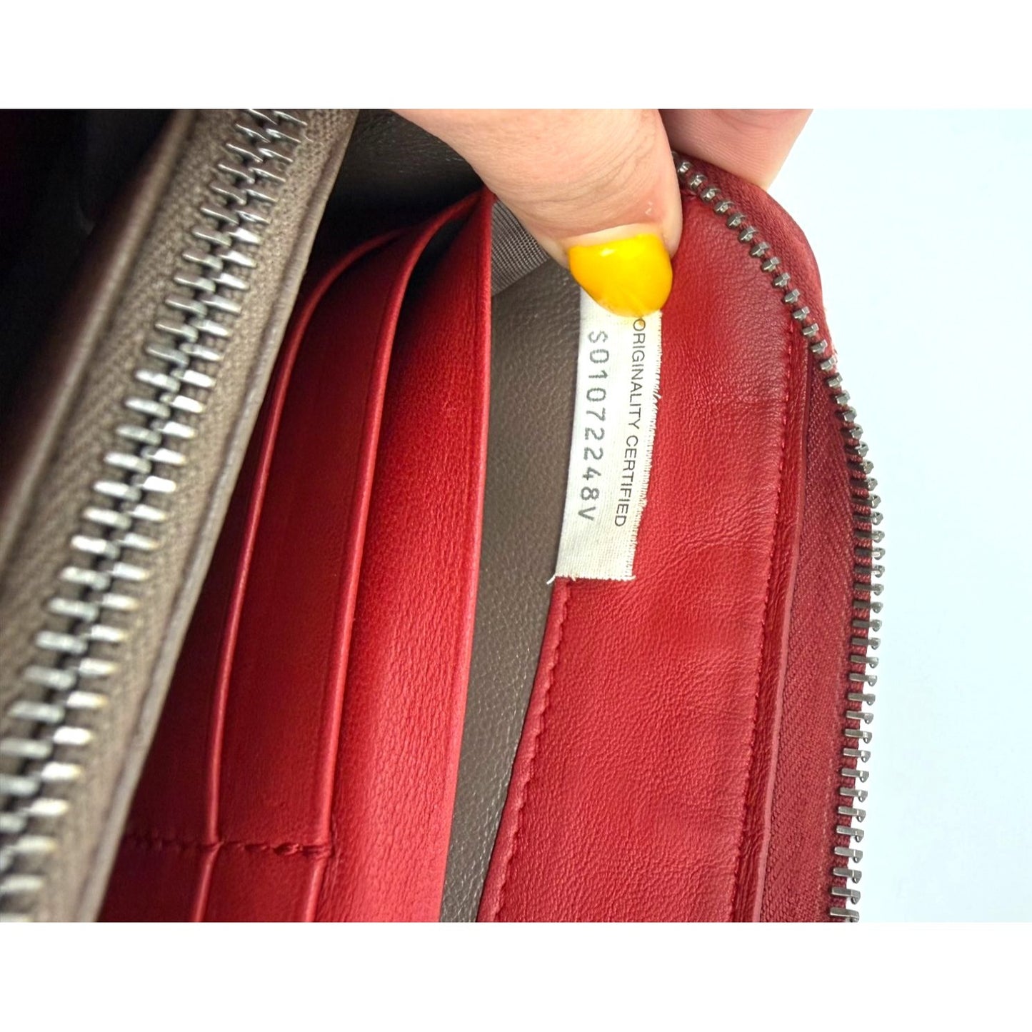 
                  
                    Bottega Veneta Intrecciato Zip Around Leather Wallet Clutch Dark Red
                  
                