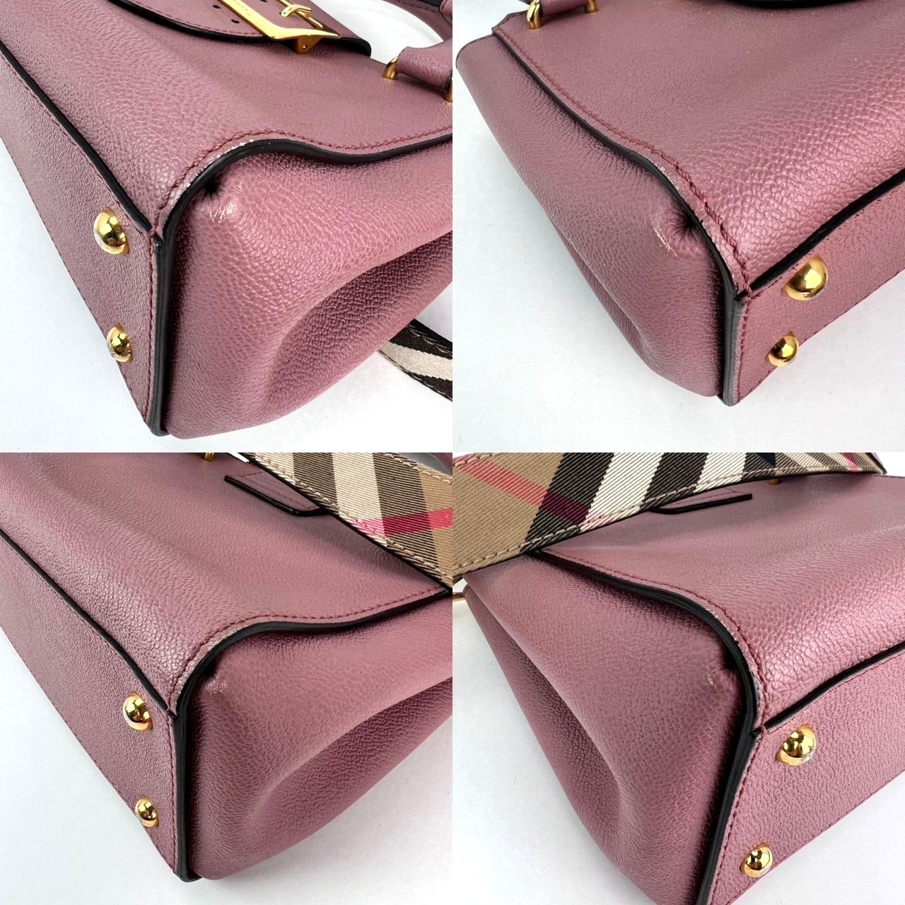 
                  
                    Burberry Grain Leather Small Buckle Dusty Pink Tote Bag
                  
                