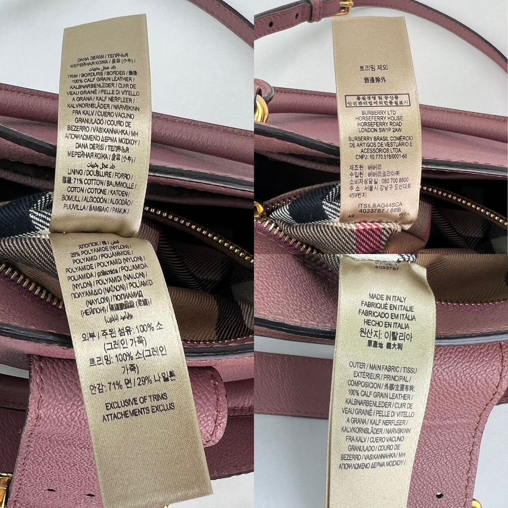 
                  
                    Burberry Grain Leather Small Buckle Dusty Pink Tote Bag
                  
                