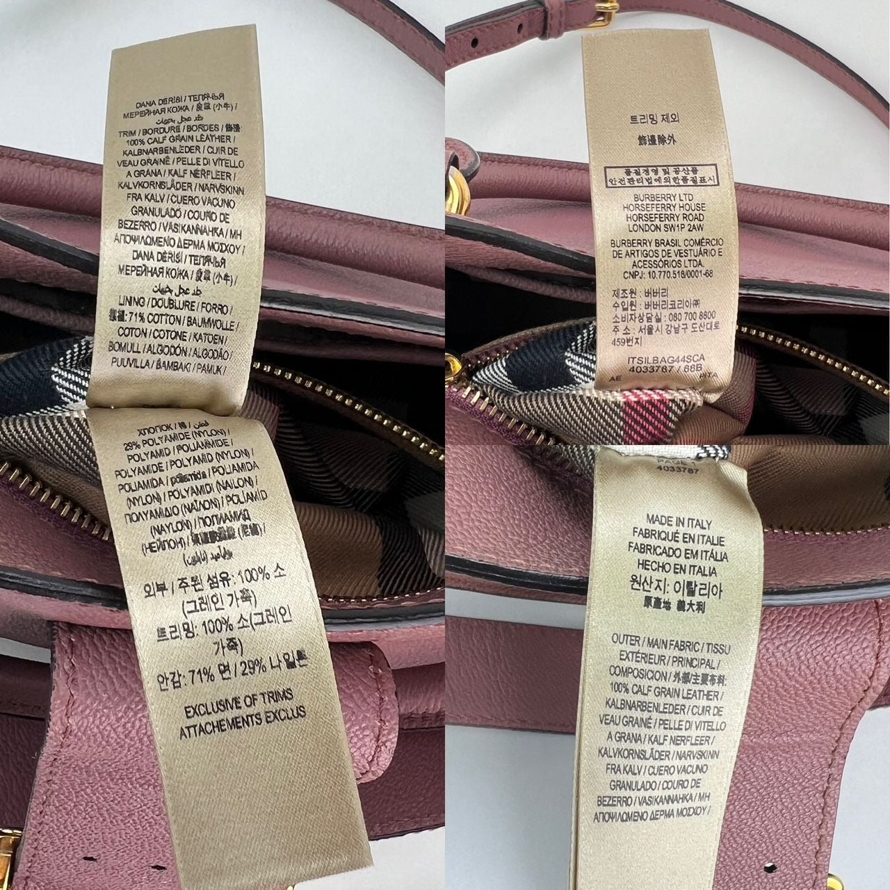 
                  
                    Burberry Grain Leather Small Buckle Dusty Pink Tote Bag
                  
                