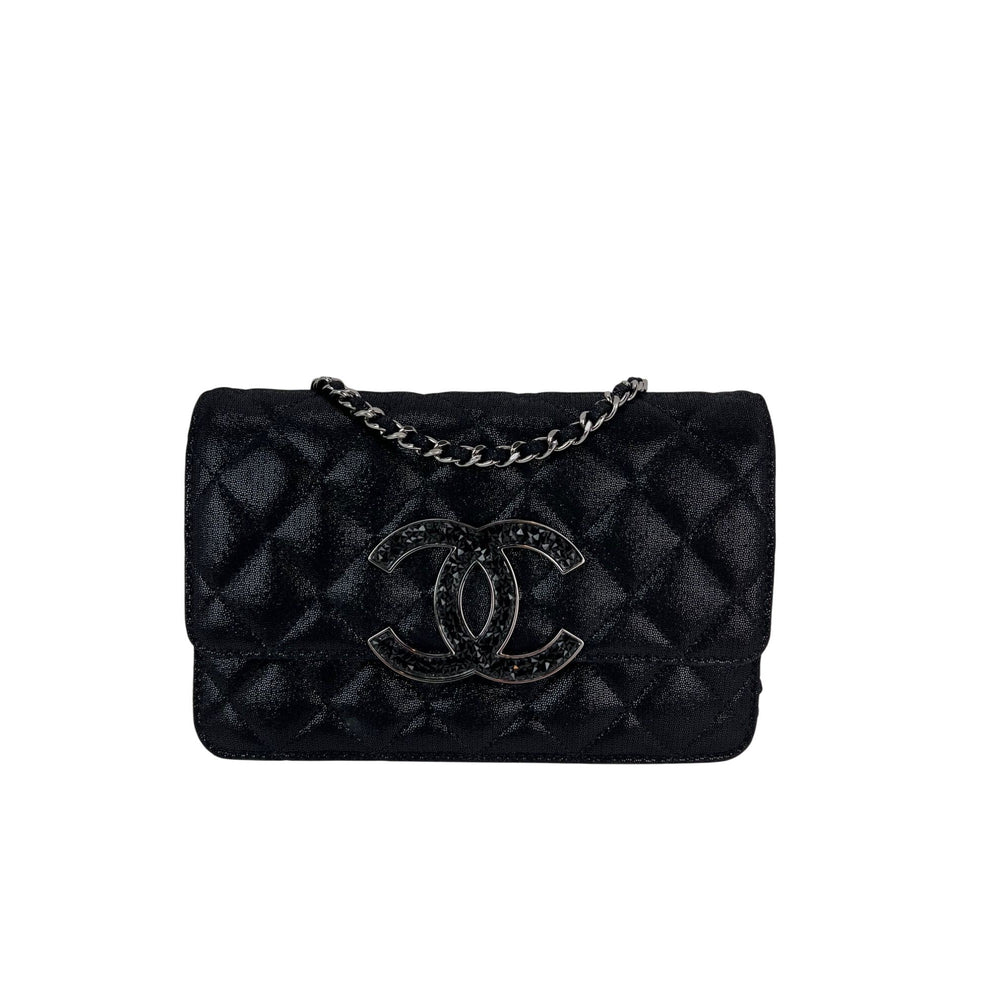 Chanel Iridescent Caviar Crystal Quilted Wallet on a Chain Clutch Bag