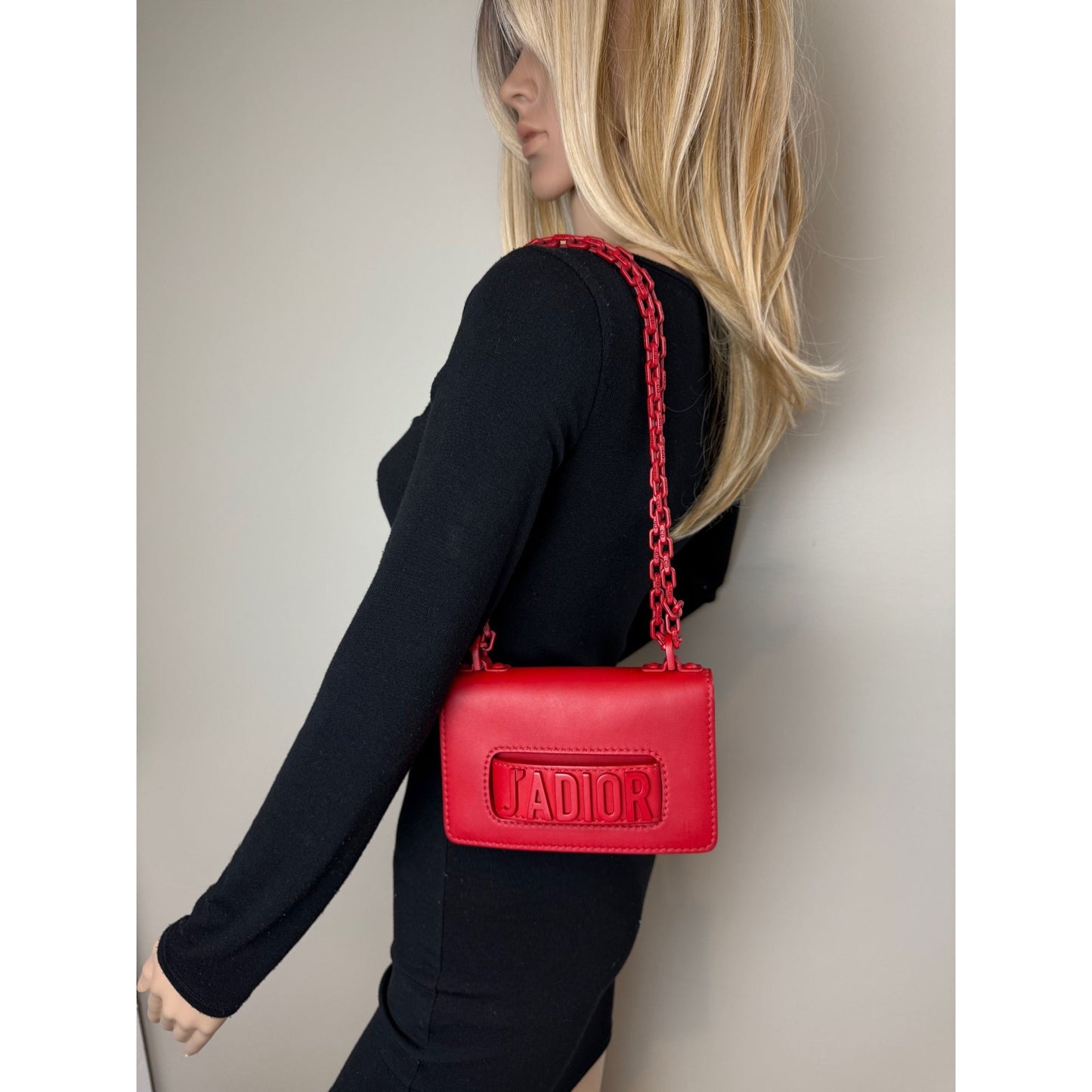 
                  
                    Christian Dior Ultra Matte Calfskin Mini J'Adior Red Flap Bag Clutch
                  
                
