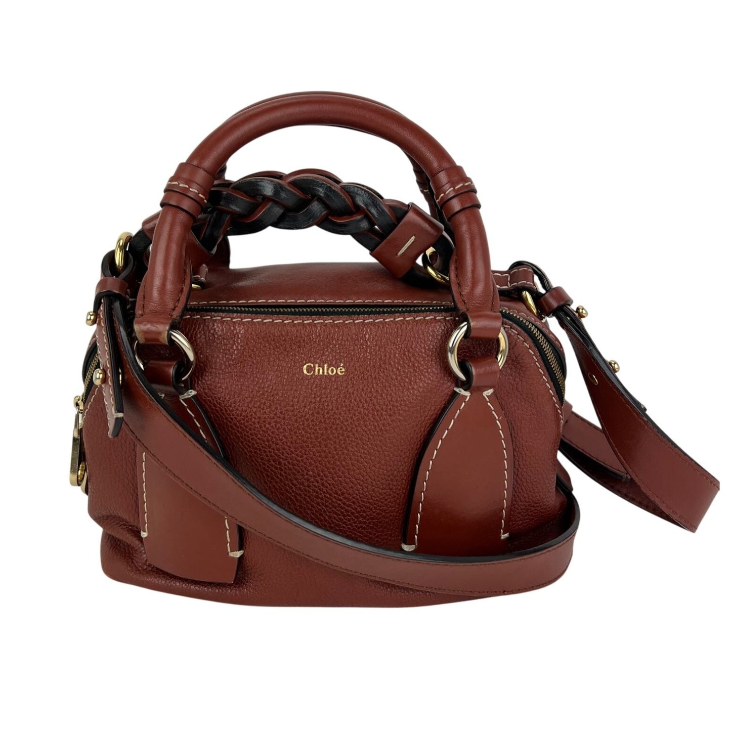 
                  
                    Chloe Calfskin Small Daria Sepla Brown Satchel Bag
                  
                