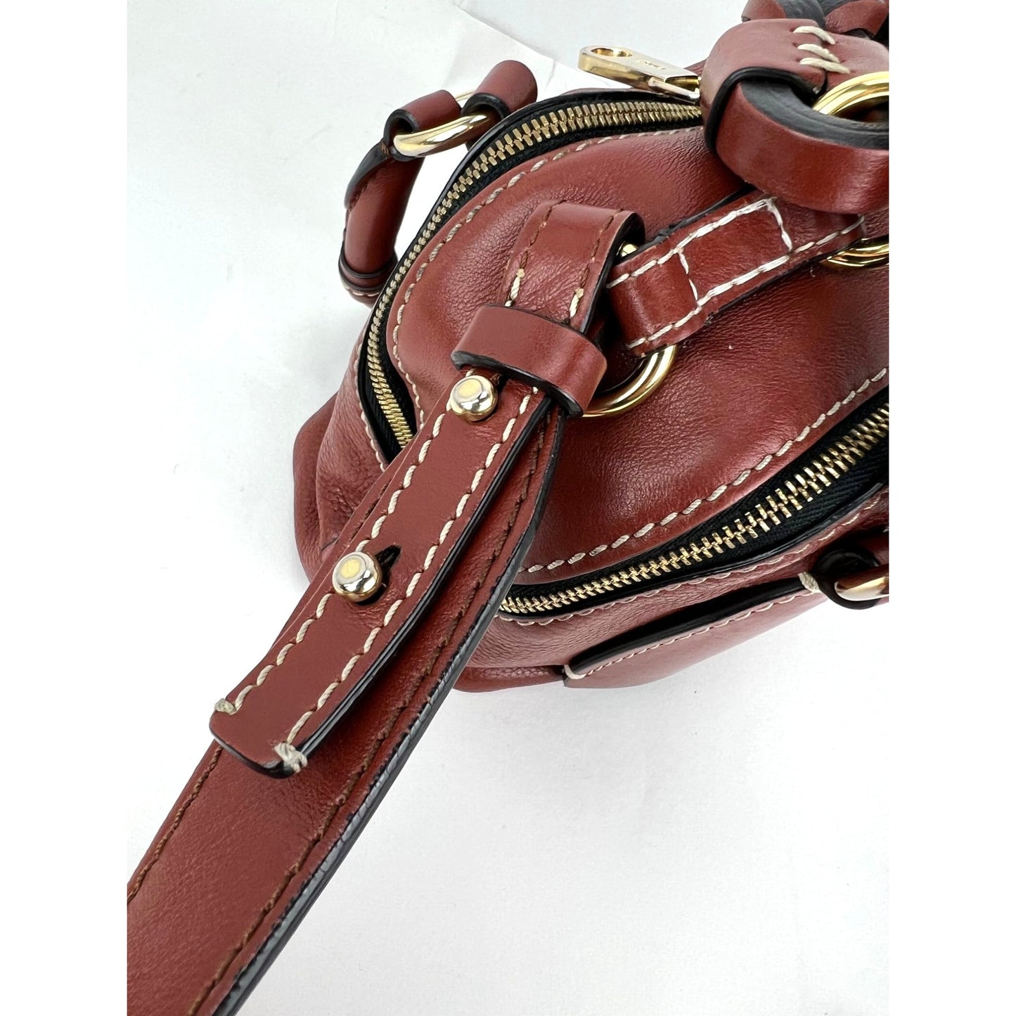 
                  
                    Chloe Calfskin Small Daria Sepla Brown Satchel Bag
                  
                