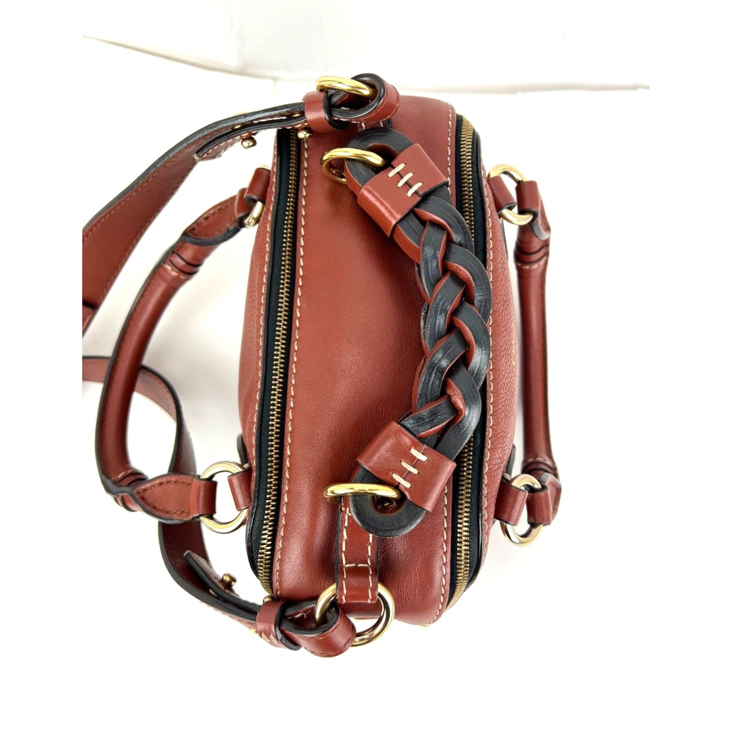 
                  
                    Chloe Calfskin Small Daria Sepla Brown Satchel Bag
                  
                